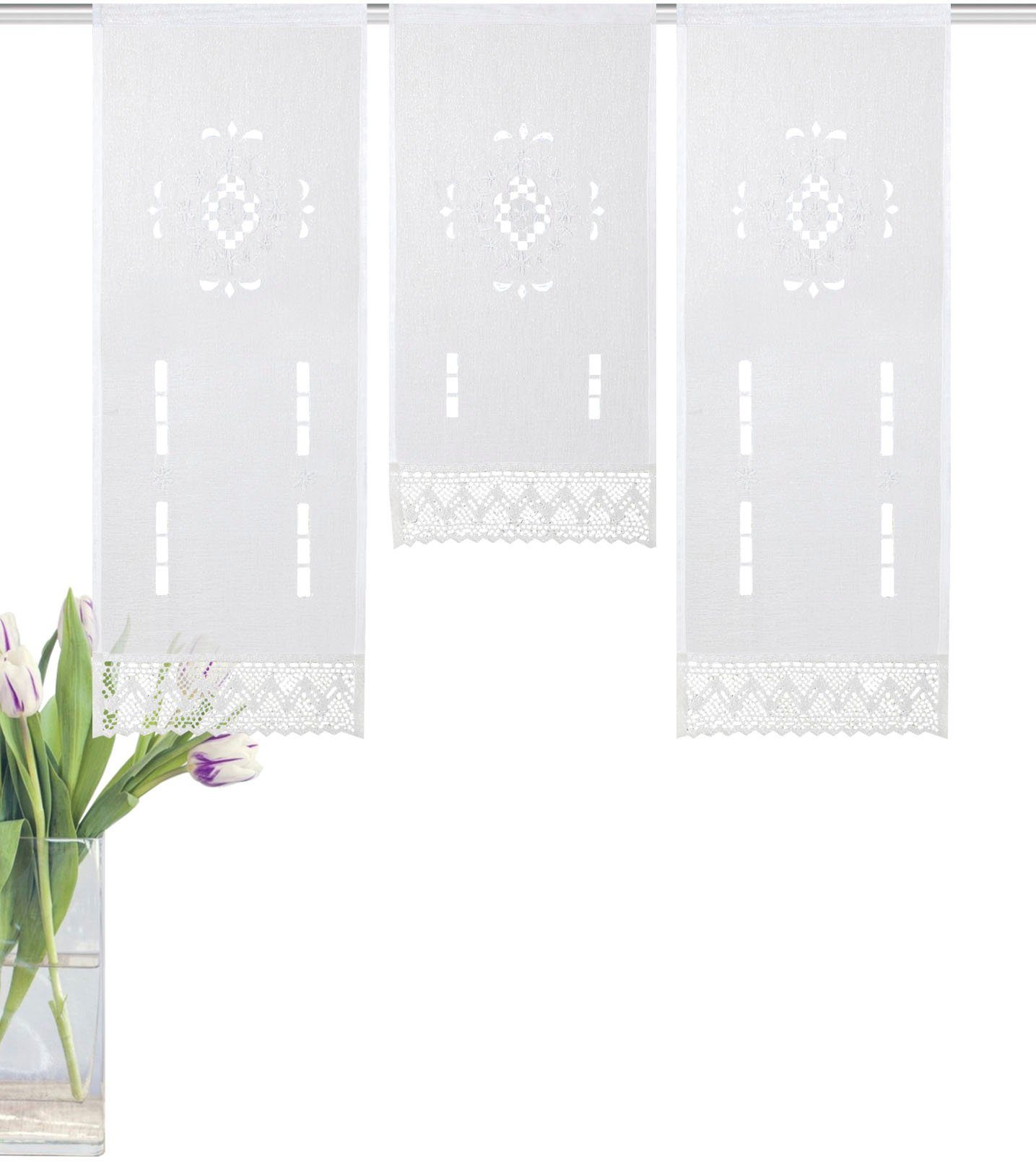 HOME WOHNIDEEN Gordijn Alegra 3-delig gordijn geborduurd (3 stuks)