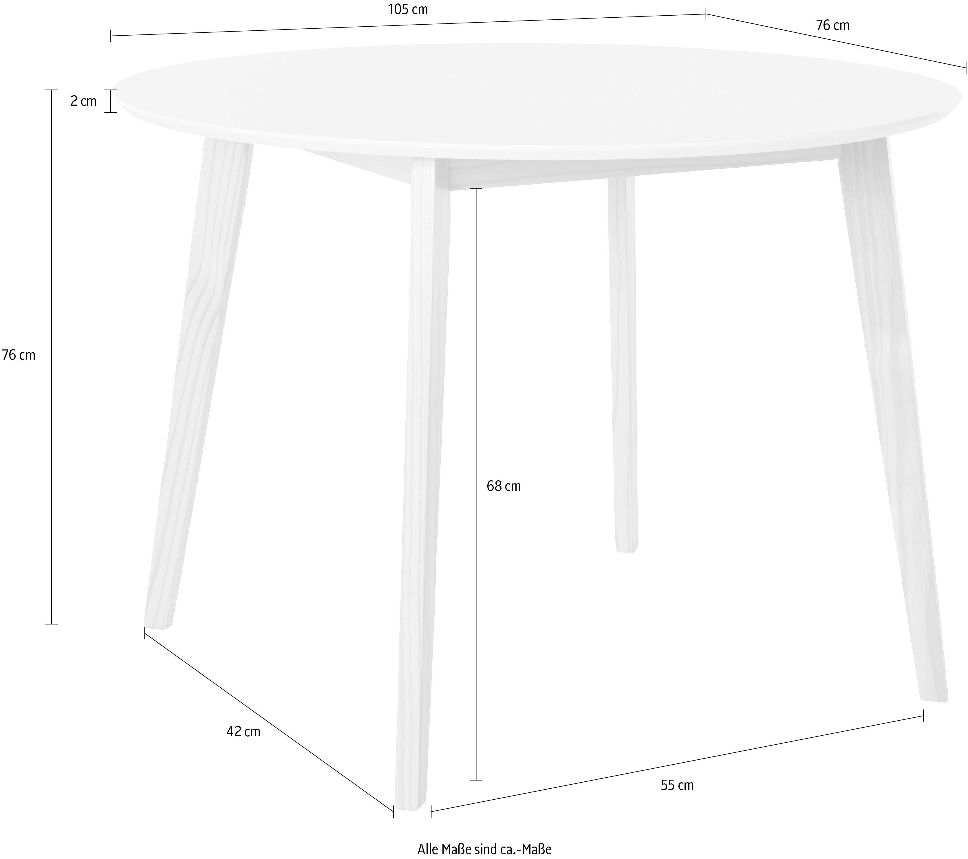 INOSIGN Eettafel Cody, TOPSELLER! Poten van massief hout, rond mdf-tafelblad, in 2 kleurvarianten