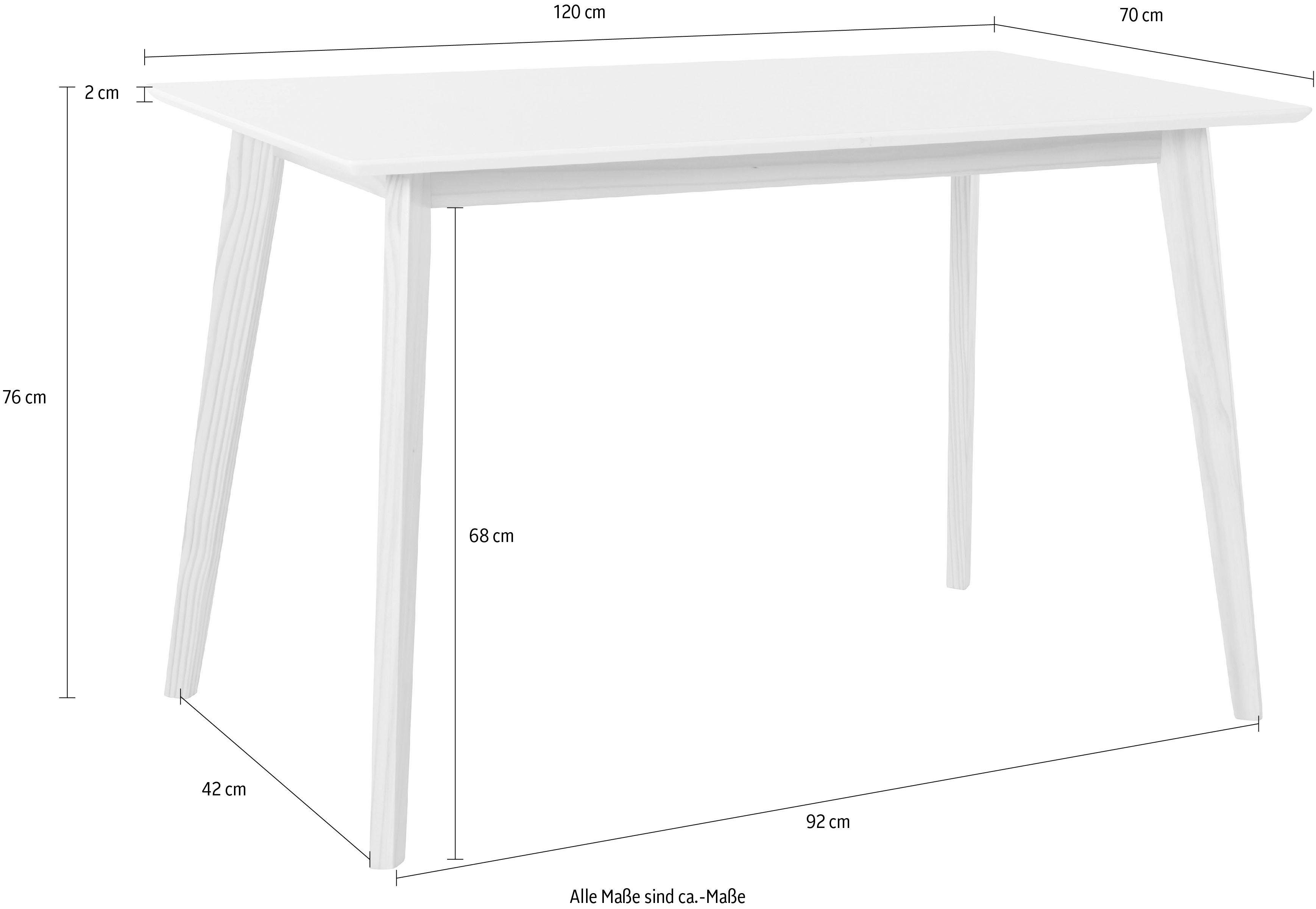 INOSIGN Eettafel Cody met poten van massief hout hoekig mdf-tafelblad, in 2 kleurvarianten