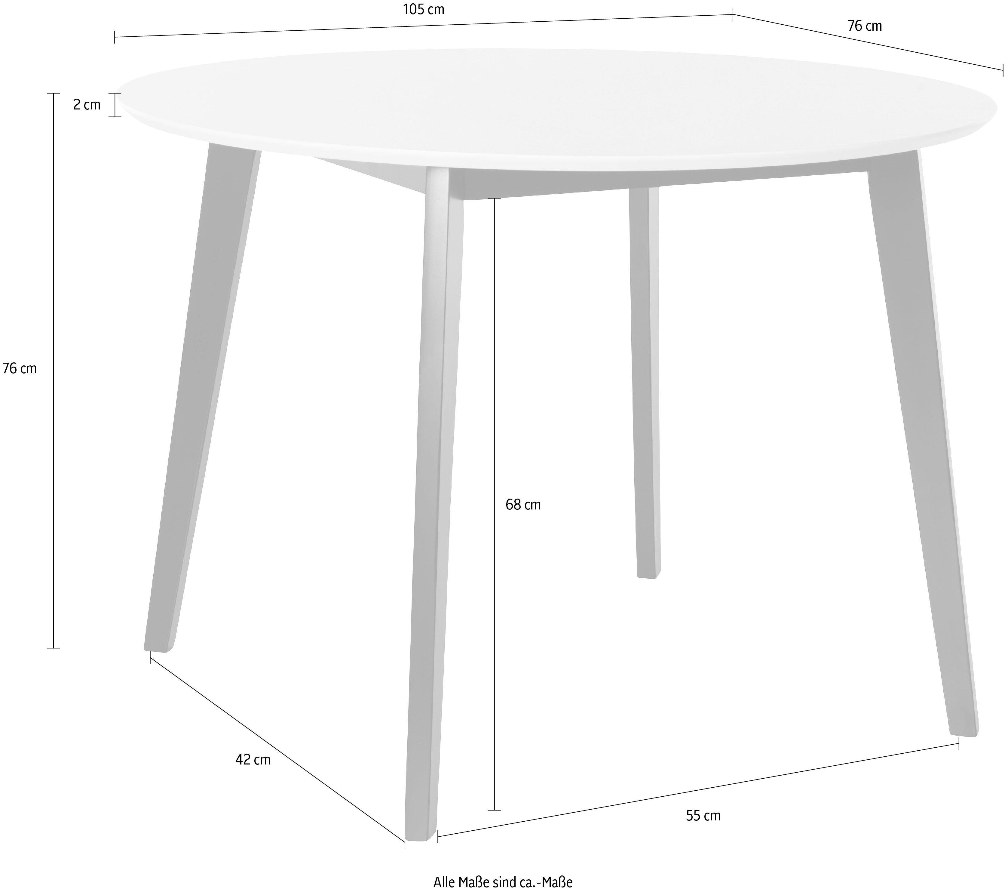 INOSIGN Eettafel Cody, TOPSELLER! Poten van massief hout, rond mdf-tafelblad, in 2 kleurvarianten