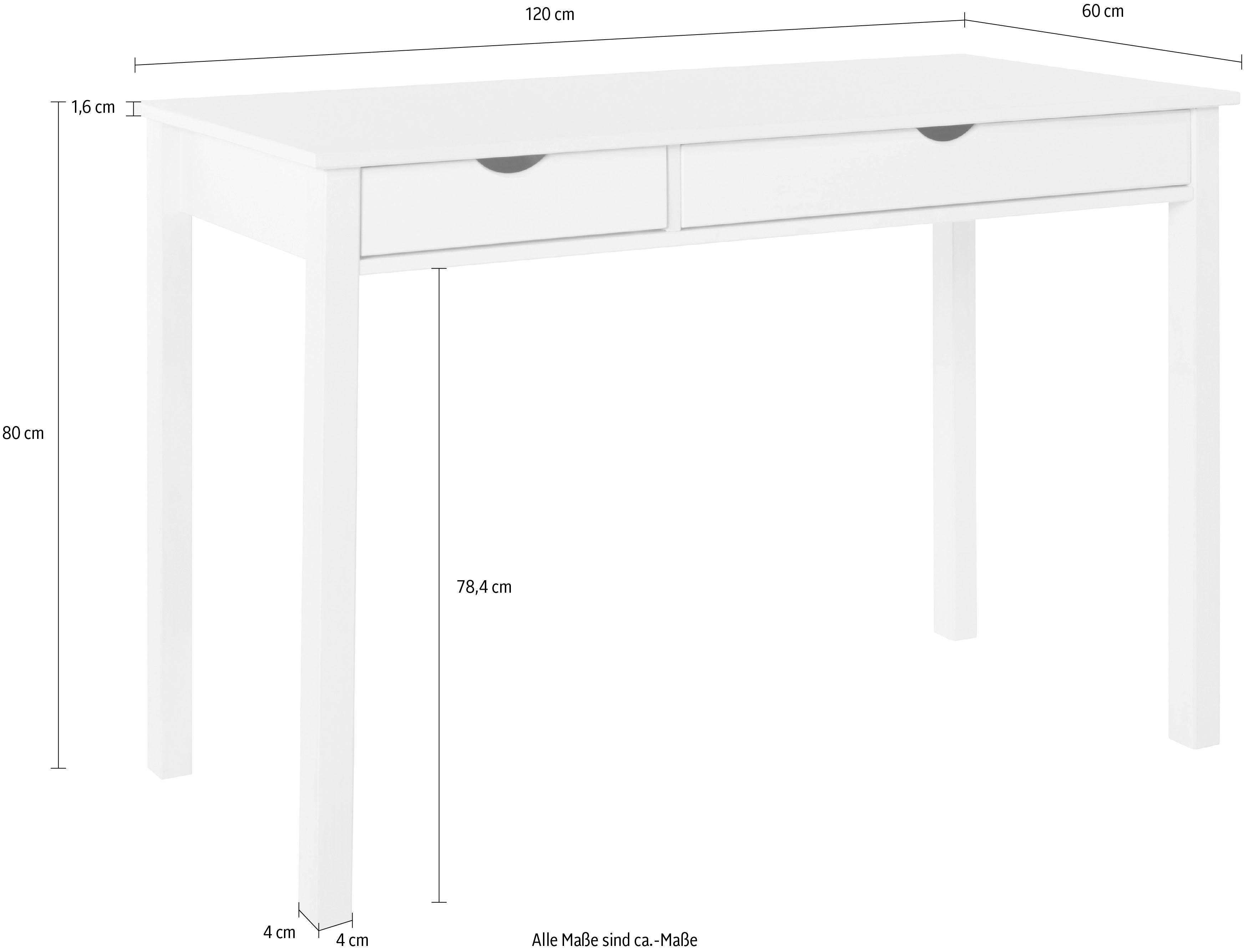 INOSIGN Bureau Gava massief grenenhout, voor het thuiskantoor, laptoptafel breedte 120 cm