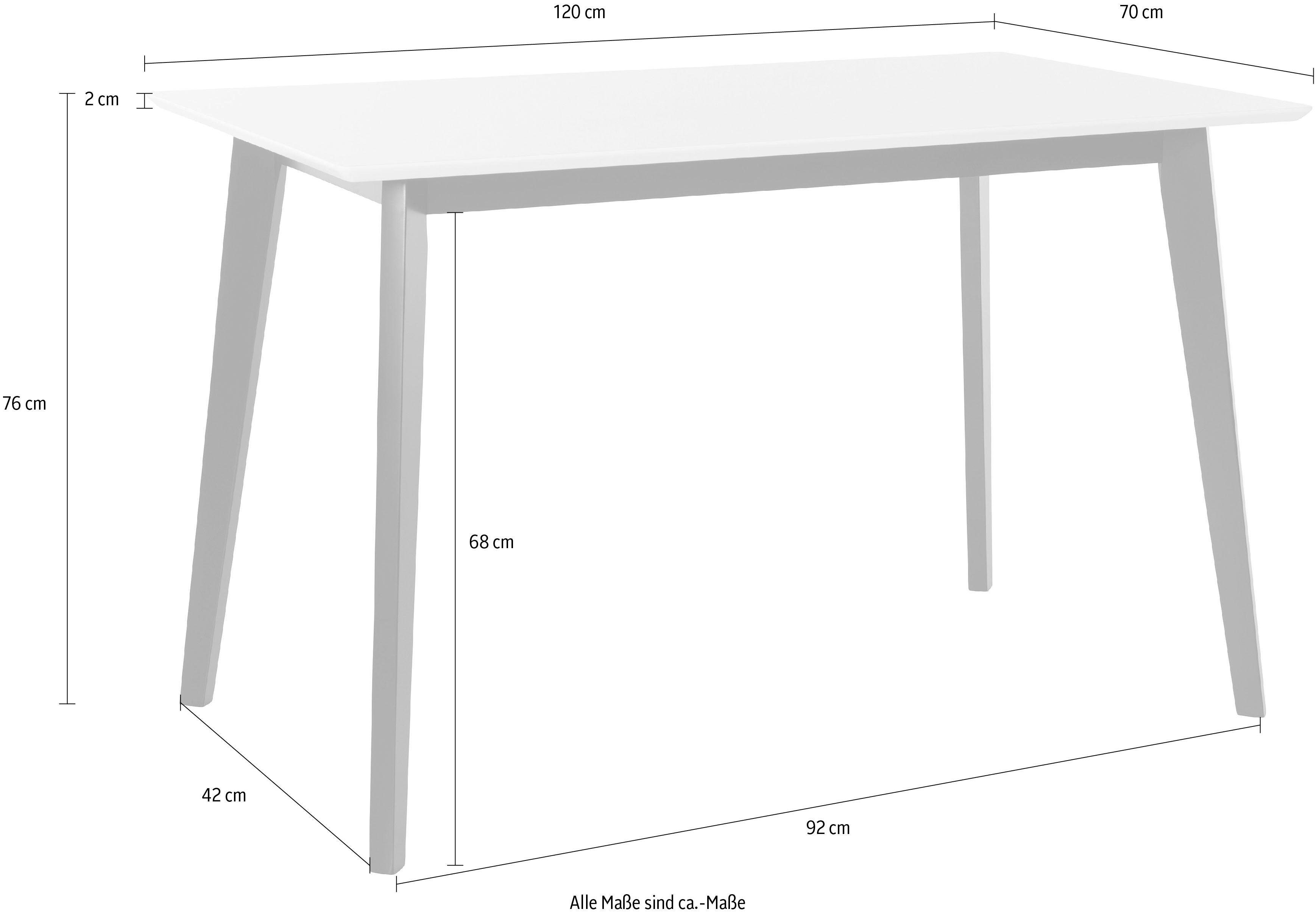 INOSIGN Eettafel Cody met poten van massief hout hoekig mdf-tafelblad, in 2 kleurvarianten