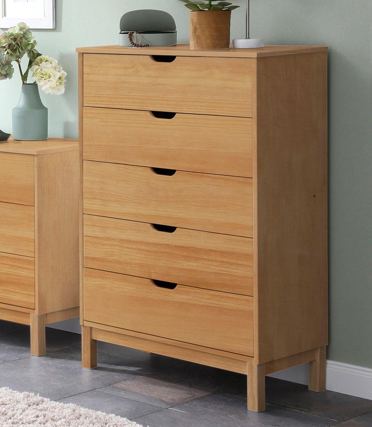 Home affaire Kast Post massief grenenhout, met vele opbergmogelijkheden, breedte 76 cm dressoirs maat 76x39x113 cm beige