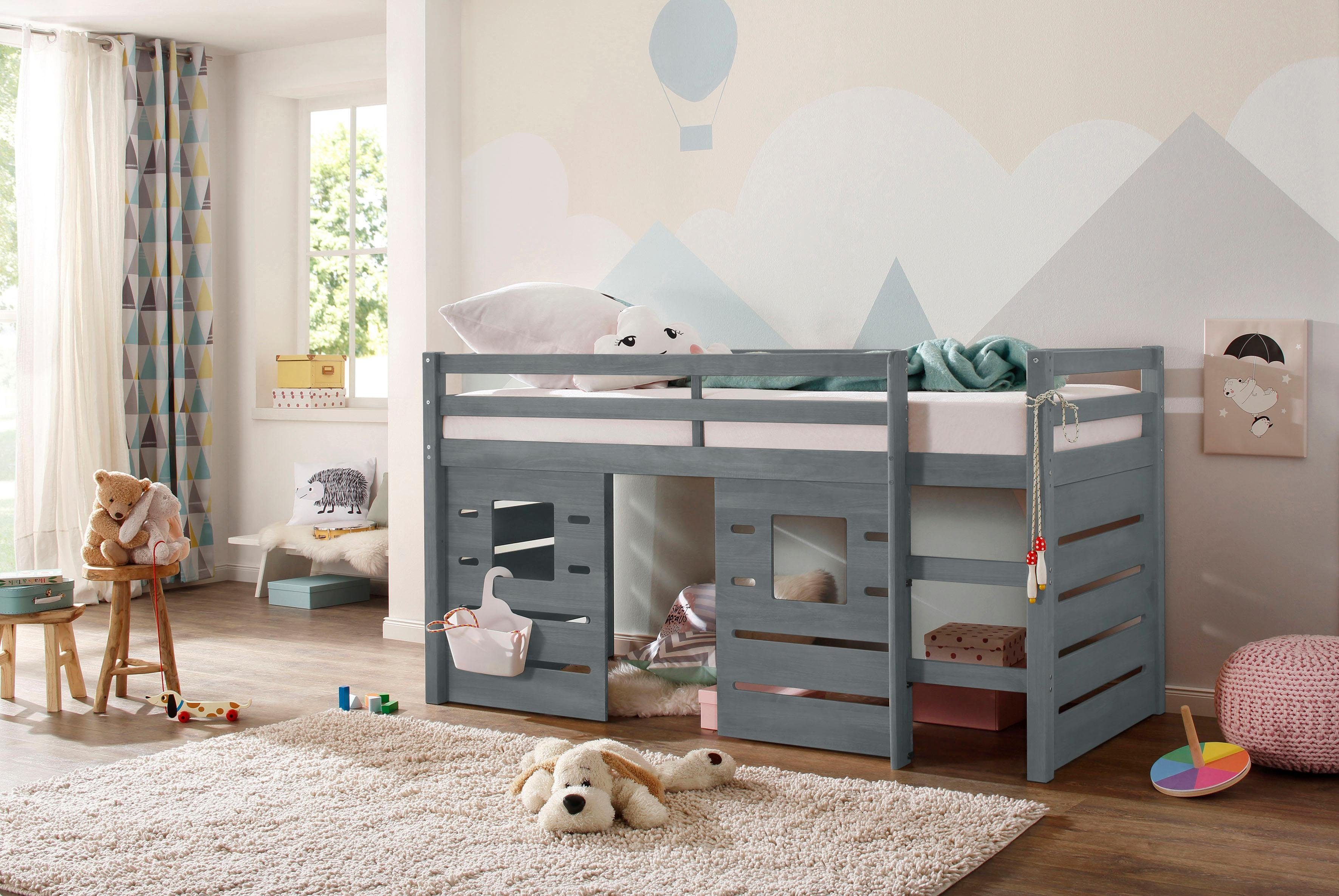 Lüttenhütt Hoogslaper Alpi van grenenhout, inclusief ladder en scherm, breedte buitenkant 103 cm