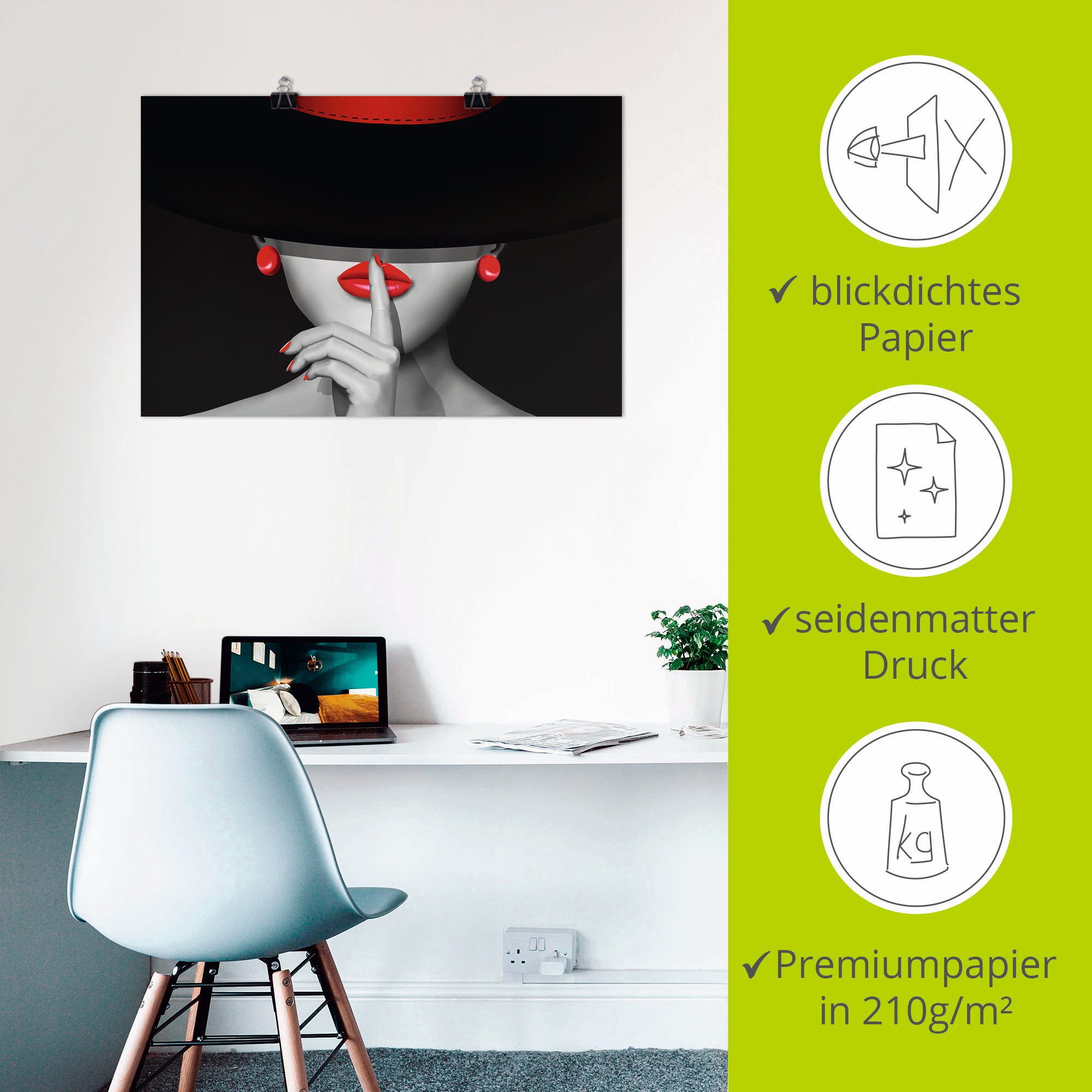 Artland Artprint Wees stil als artprint van aluminium, artprint voor buiten, artprint op linnen, poster, muursticker