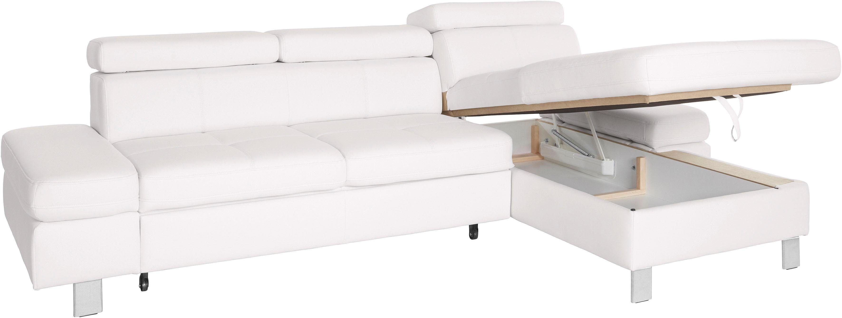 exxpo - sofa fashion Hoekbank Fiji, hoogwaardige afwerking in zitting en rug, L-vorm comfortabel door hoofd- en armverstelling, optioneel met bedfunctie