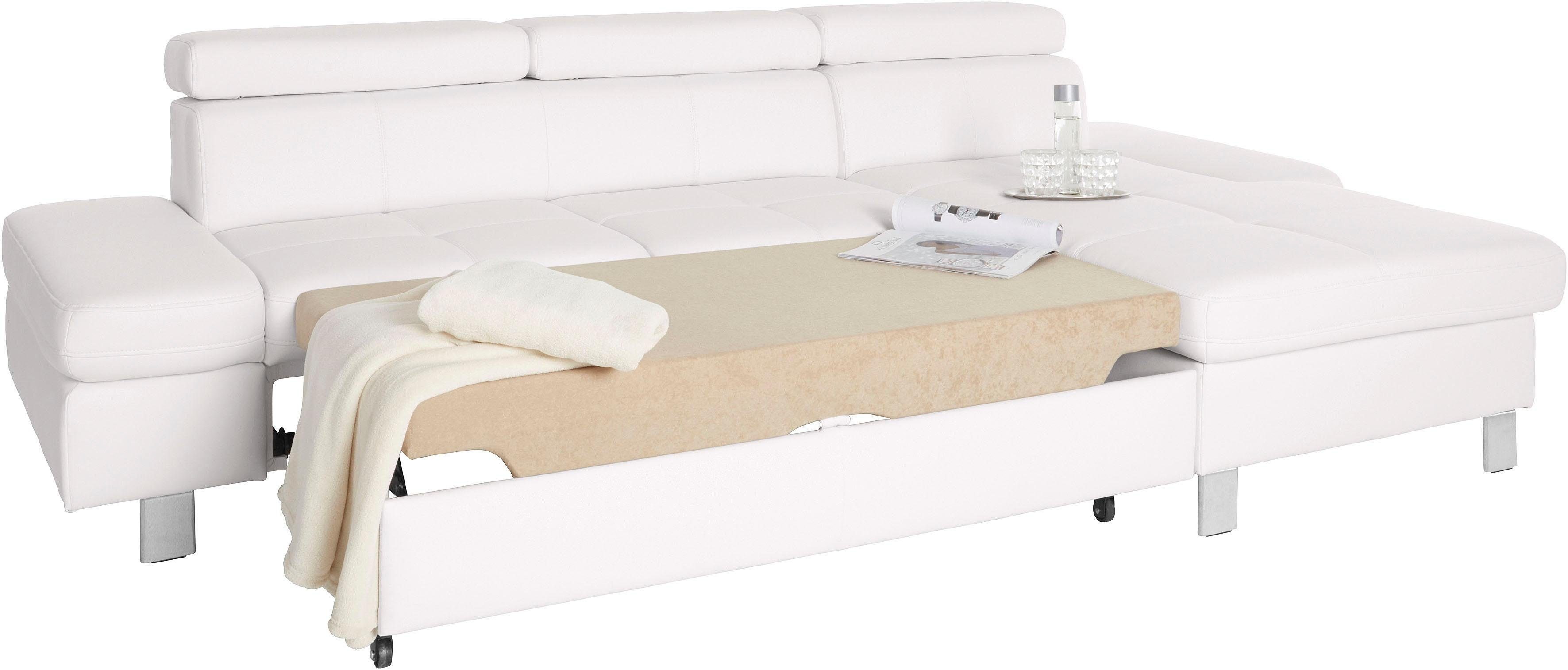 exxpo - sofa fashion Hoekbank Fiji, hoogwaardige afwerking in zitting en rug, L-vorm comfortabel door hoofd- en armverstelling, optioneel met bedfunctie