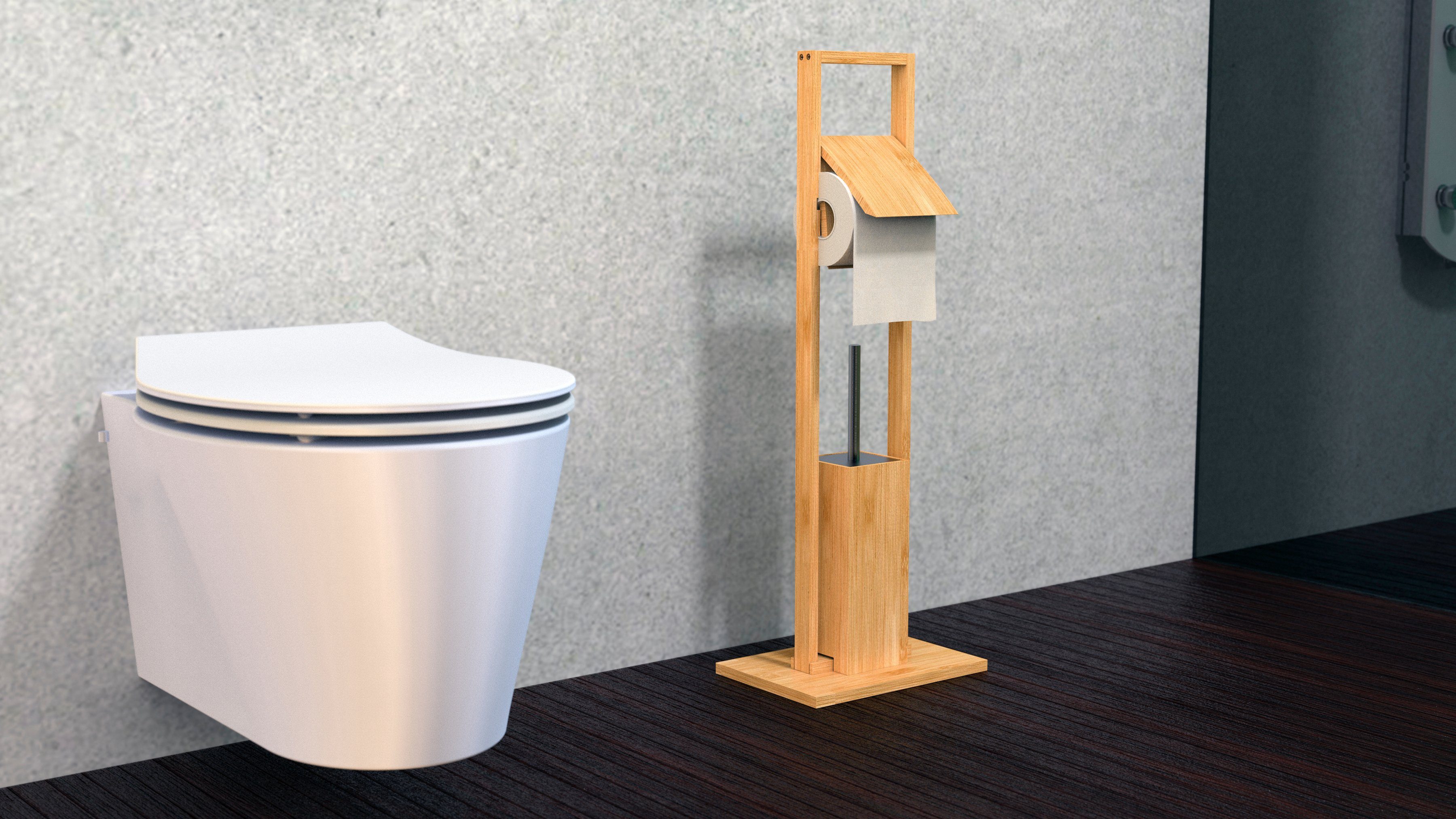 Eisl Toiletset Bambus Bamboe, toiletpapierhouder, staande set met toiletborstel