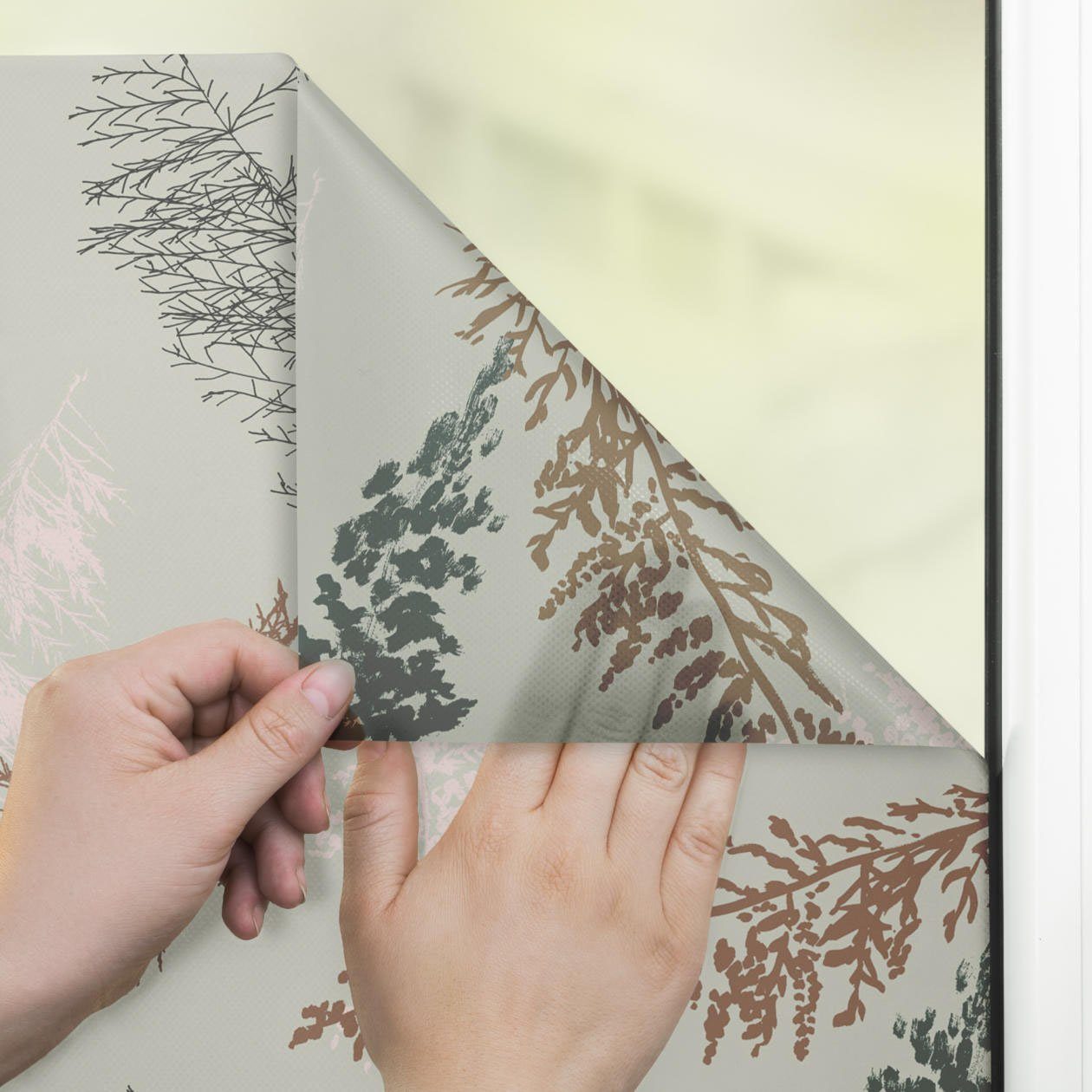 LICHTBLICK Raamfolie zelfklevend, bescherming tegen inkijk, Fir Branches - groen (1 stuk)