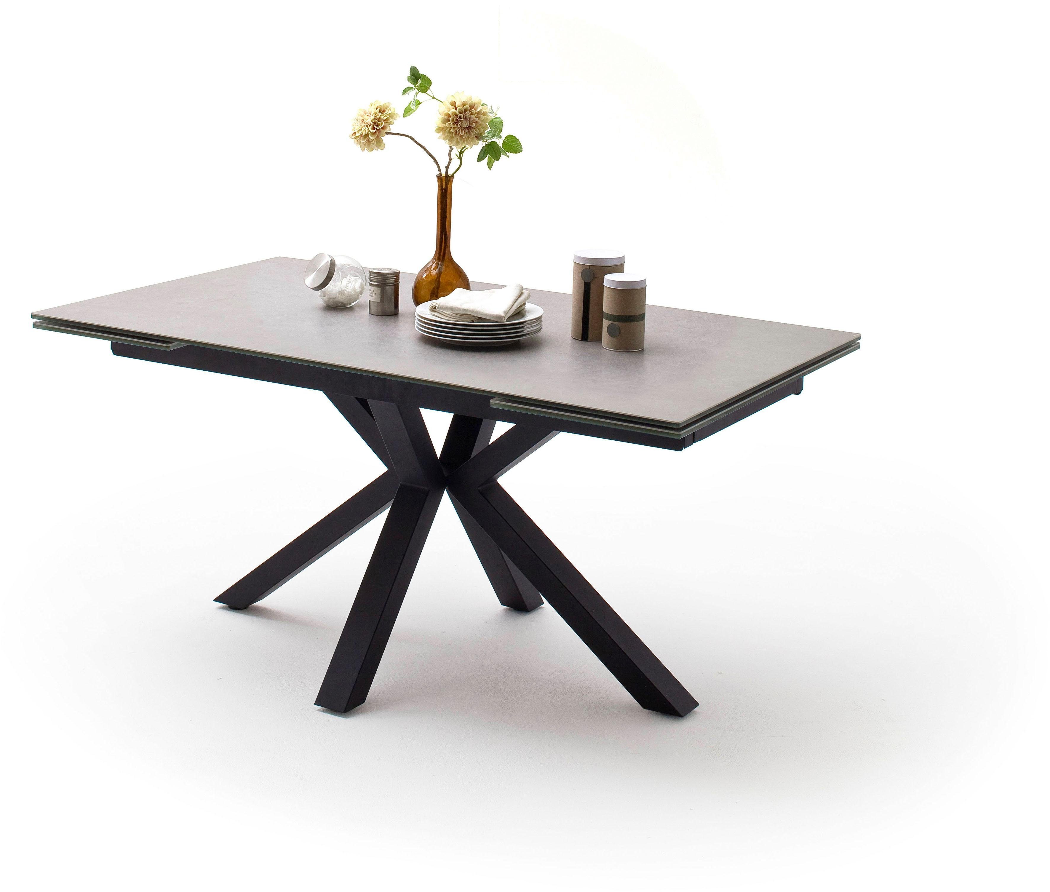 MCA furniture Eettafel Nagano Eettafel glas-keramiek met uittrekbaar deel aan de kopse kant eettafels grijs