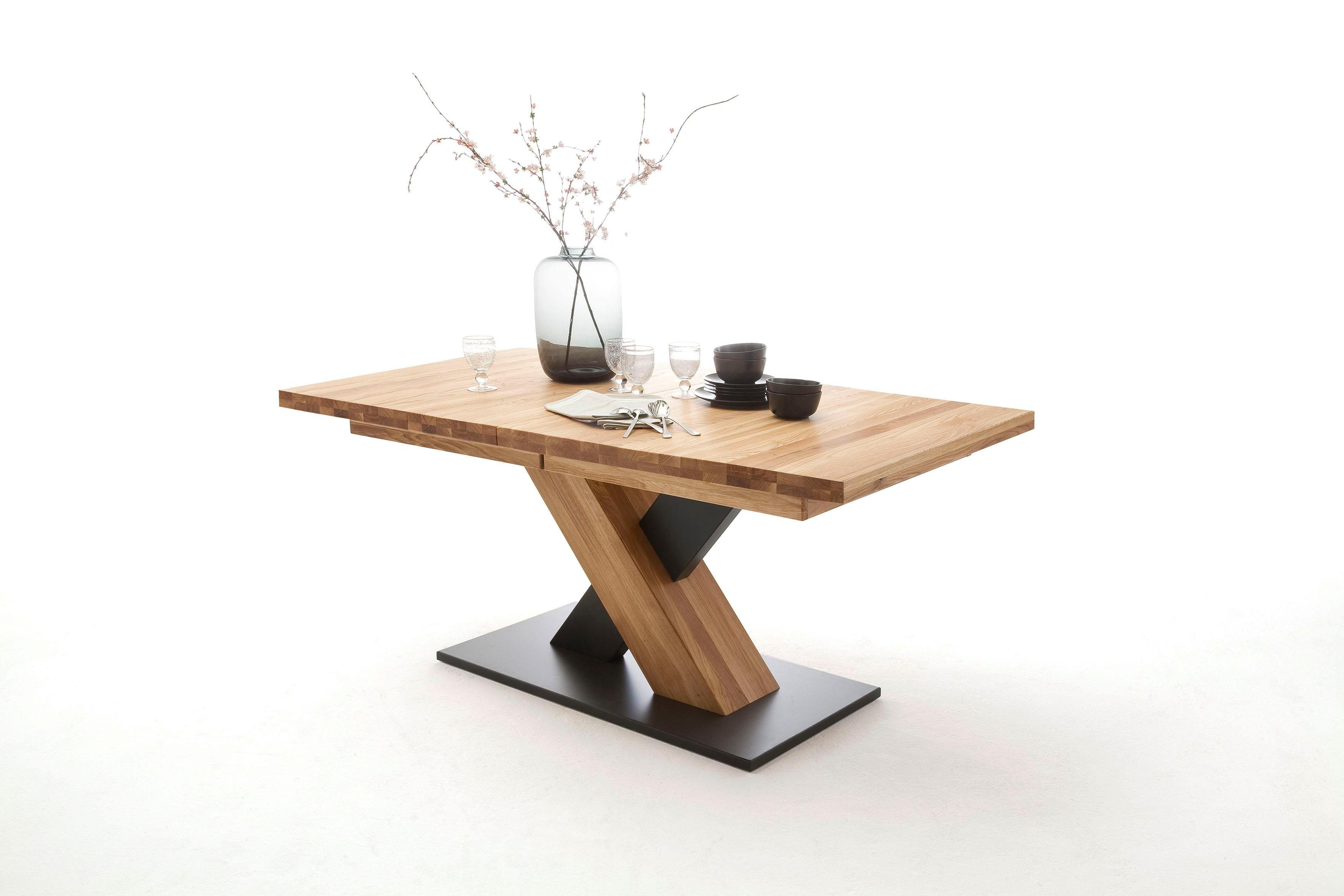 MCA furniture Eettafel Mendoza A Eettafel massief hout met synchroon uittreksysteem eettafels maat 140 cm x 78 cm x 90 cm beige