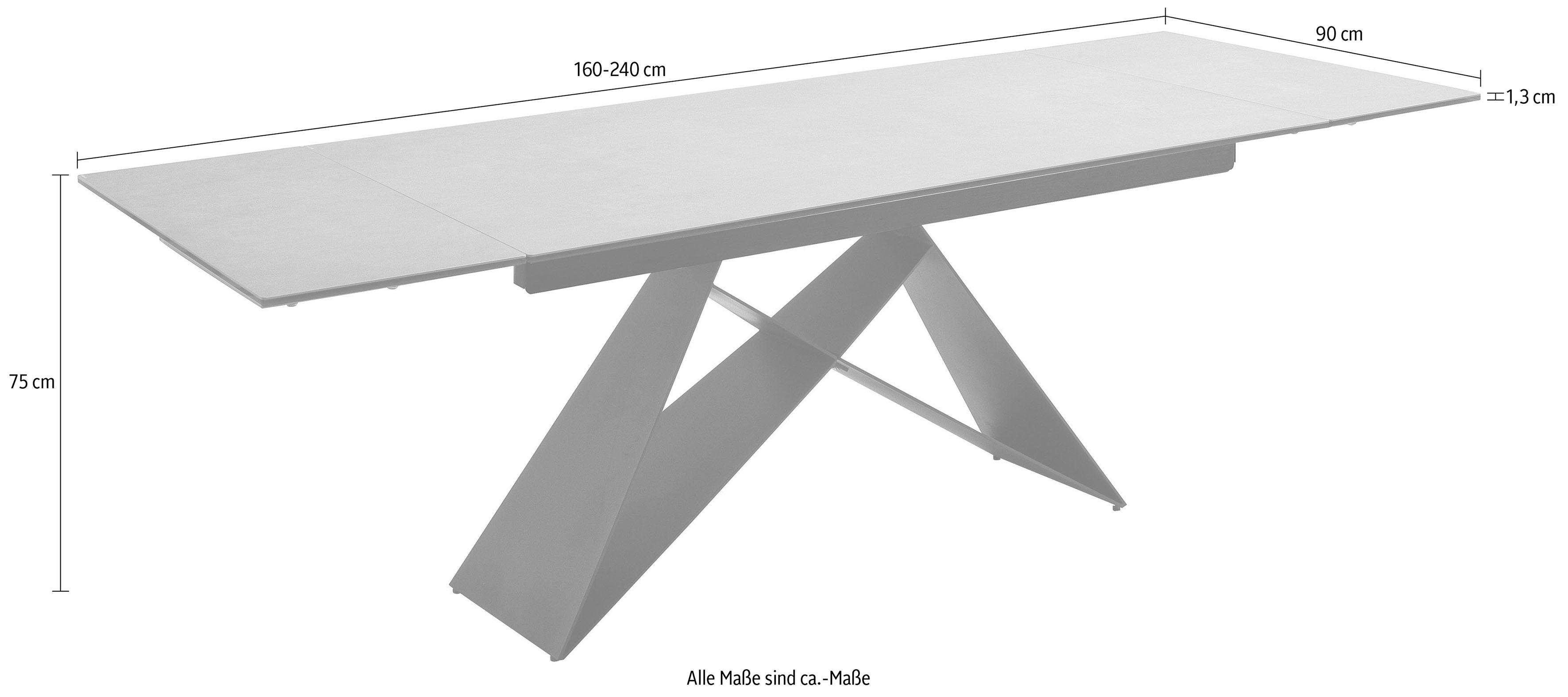 MCA furniture Eettafel Kobe Eettafel glas-keramiek met uittrekbaar deel aan de kopse kant