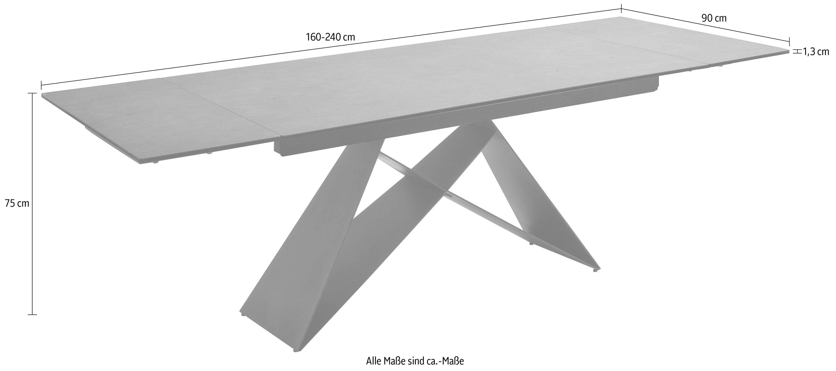 MCA furniture Eettafel Kobe Eettafel glas-keramiek met uittrekbaar deel aan de kopse kant