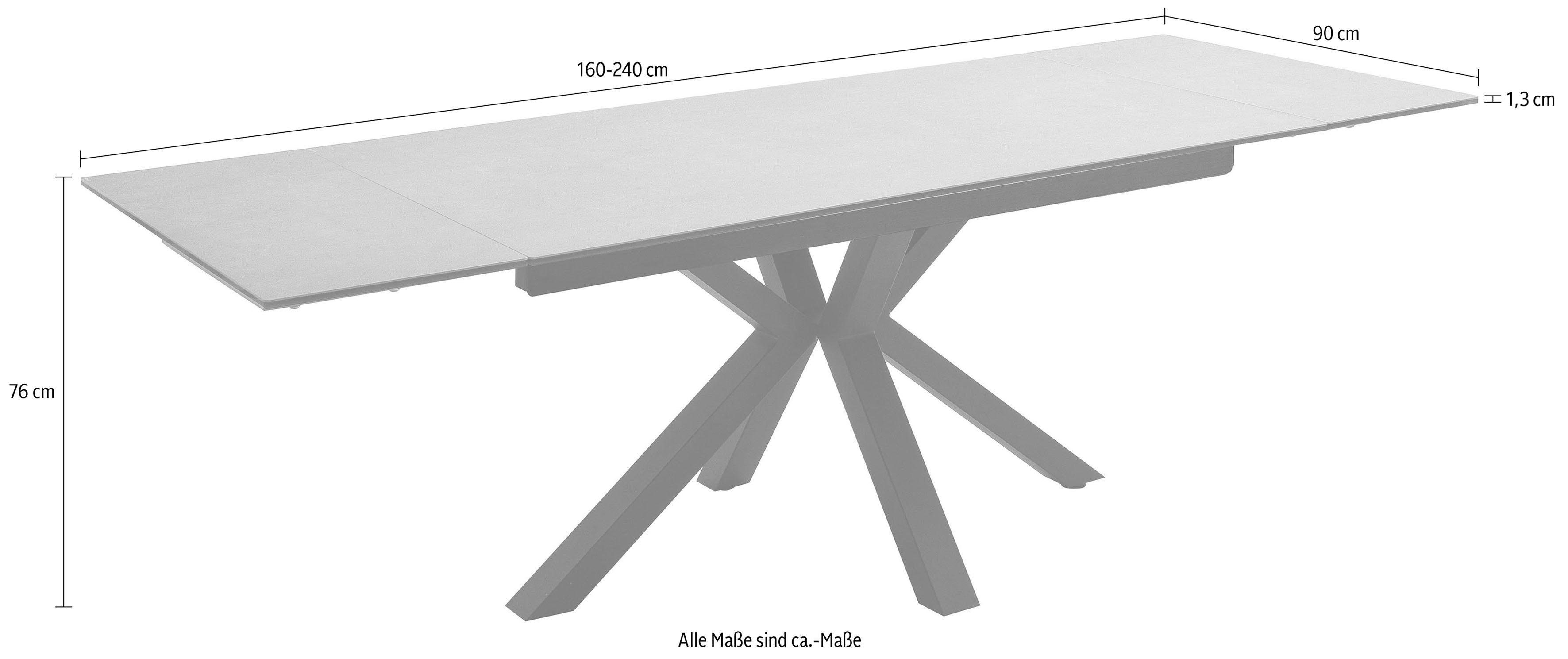 MCA furniture Eettafel Nagano Eettafel glas-keramiek met uittrekbaar deel aan de kopse kant