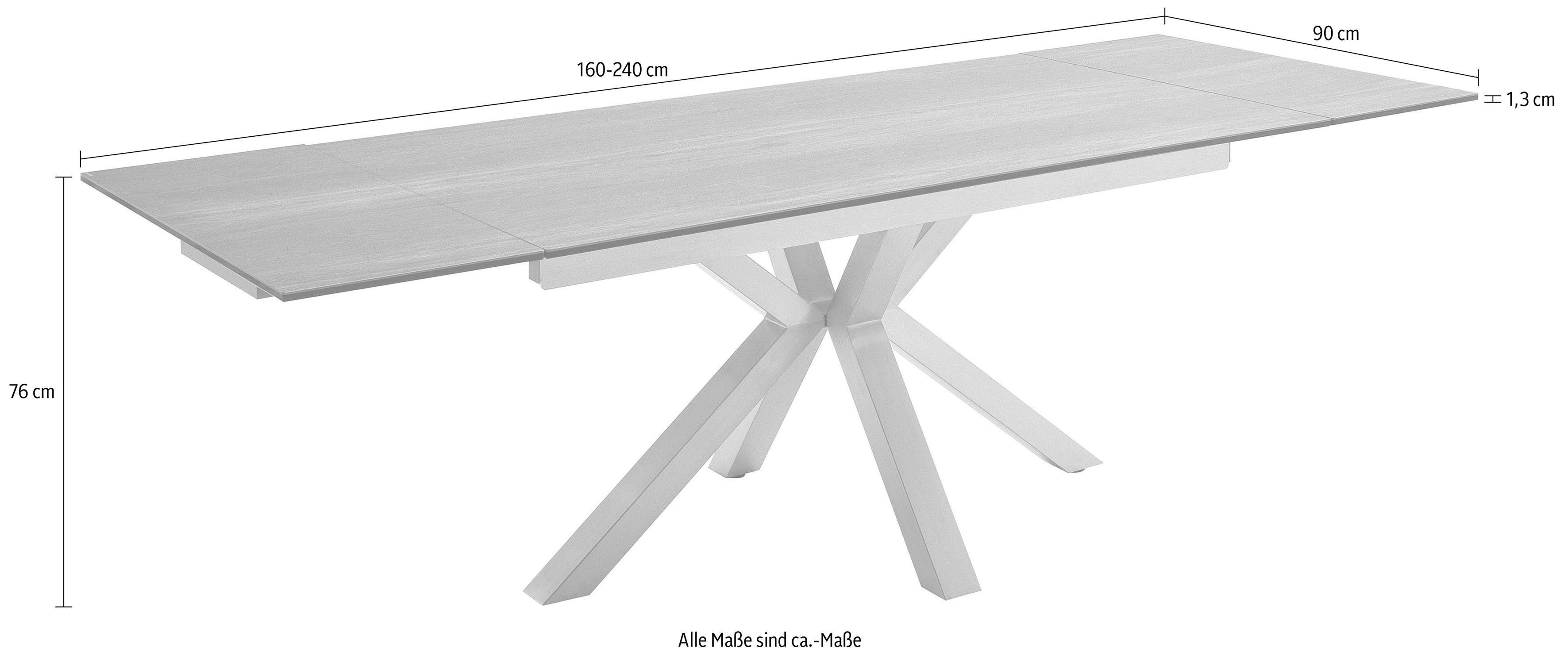 MCA furniture Eettafel Nagano Eettafel glas-keramiek met uittrekbaar deel aan de kopse kant