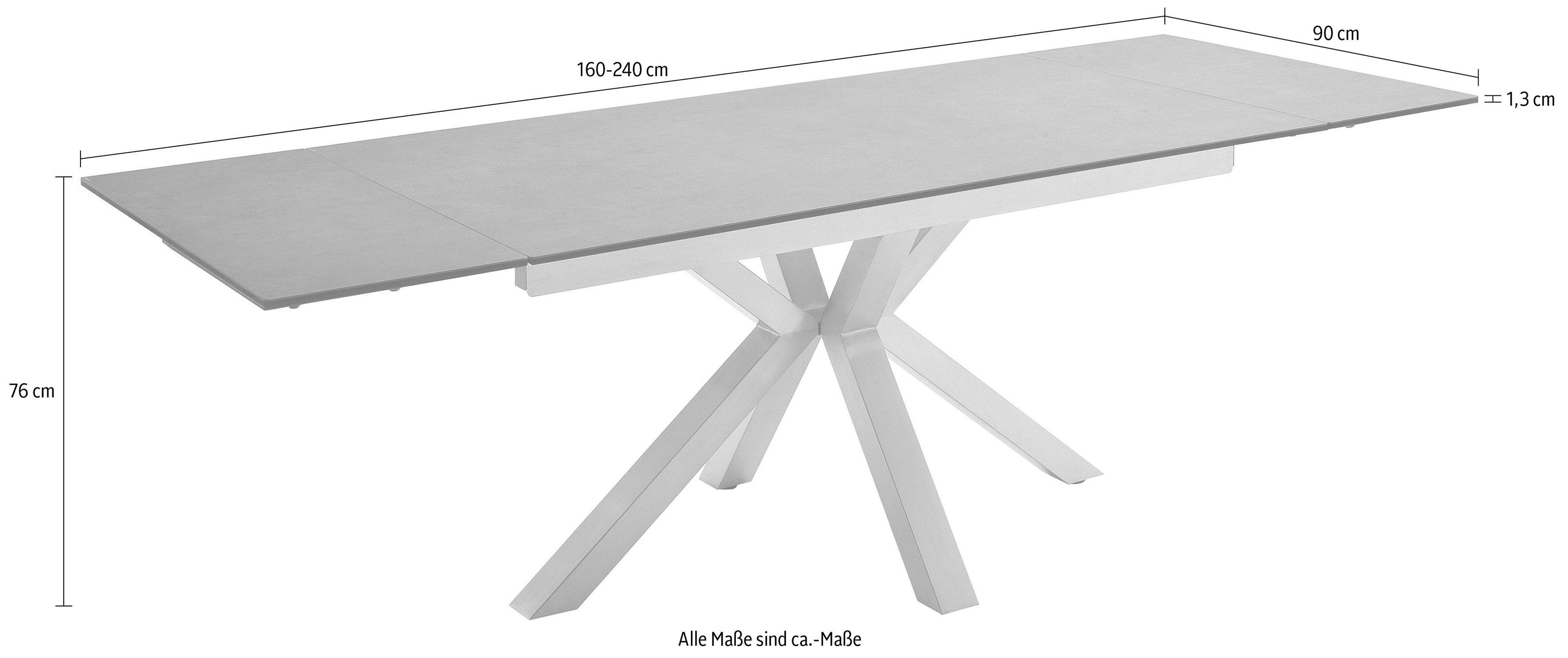 MCA furniture Eettafel Nagano Eettafel glas-keramiek met uittrekbaar deel aan de kopse kant