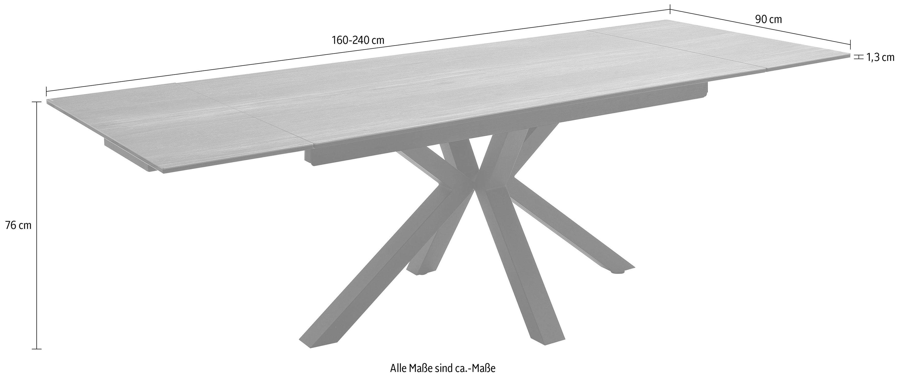 MCA furniture Eettafel Nagano Eettafel glas-keramiek met uittrekbaar deel aan de kopse kant