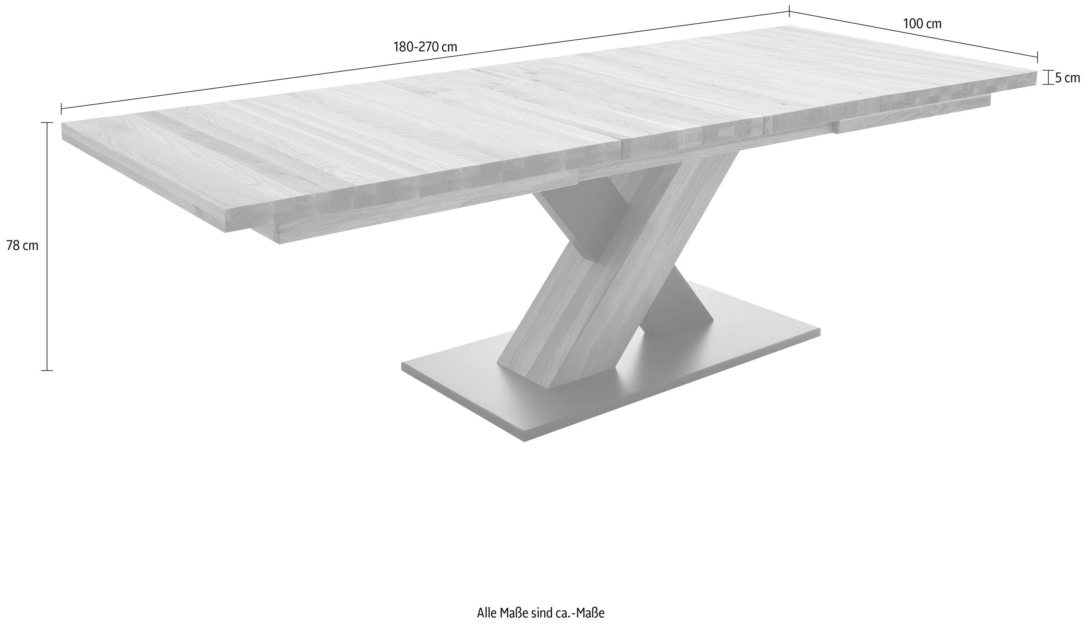 MCA furniture Eettafel Mendoza A Eettafel massief hout met synchroon uittreksysteem