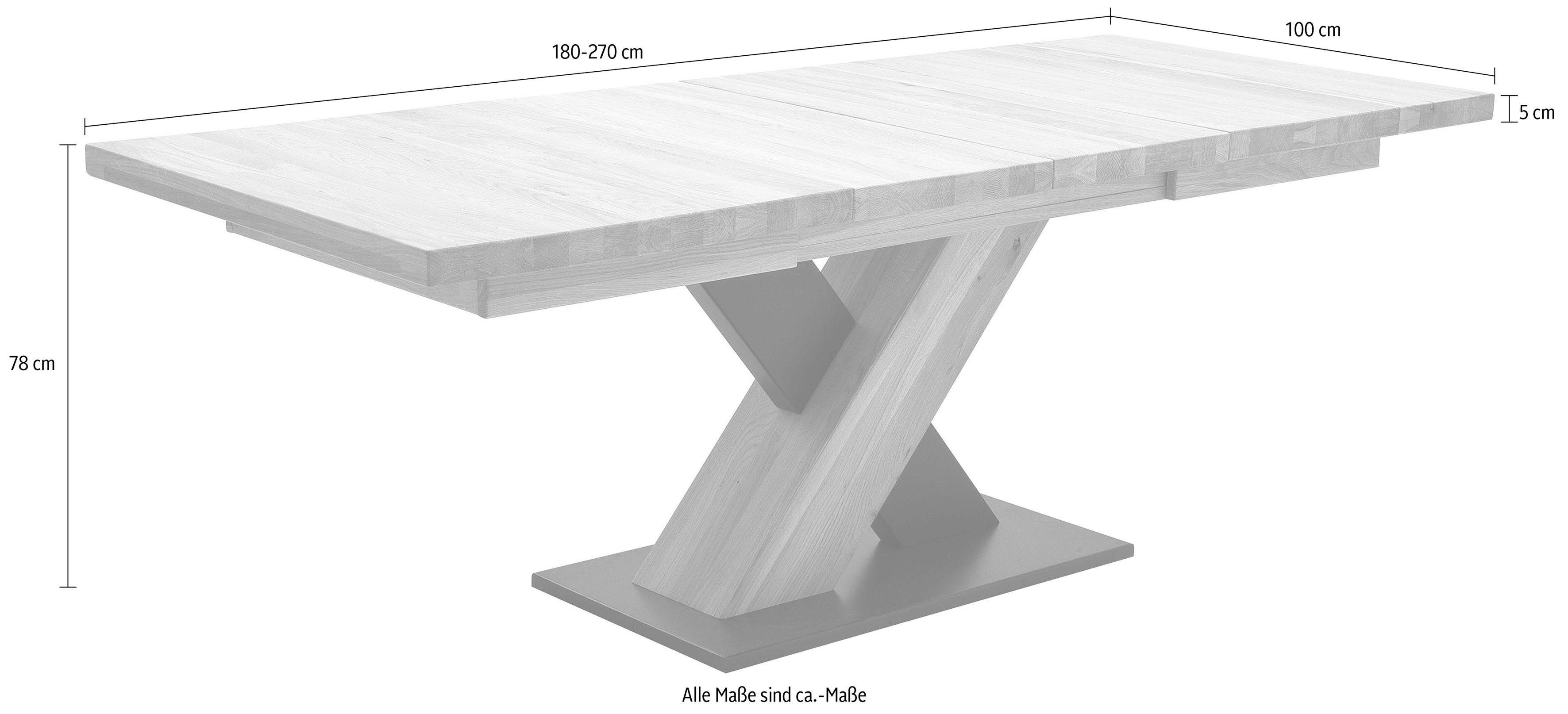 MCA furniture Eettafel Mendoza A Eettafel massief hout met synchroon uittreksysteem