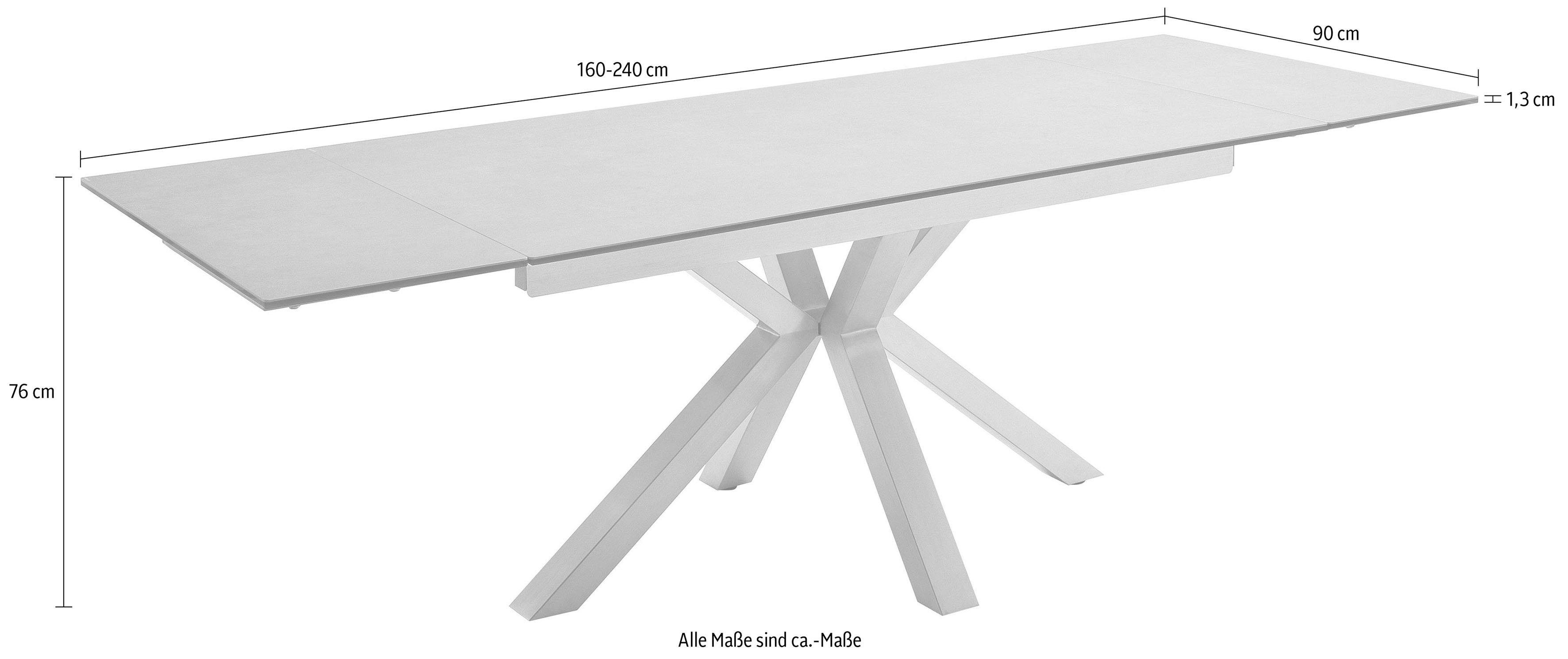 MCA furniture Eettafel Nagano Eettafel glas-keramiek met uittrekbaar deel aan de kopse kant