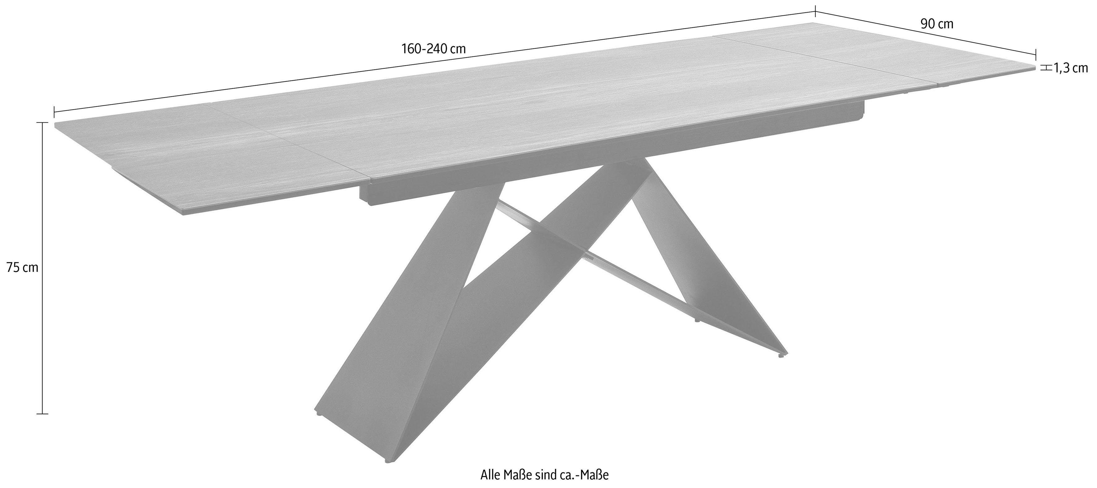 MCA furniture Eettafel Kobe Eettafel glas-keramiek met uittrekbaar deel aan de kopse kant