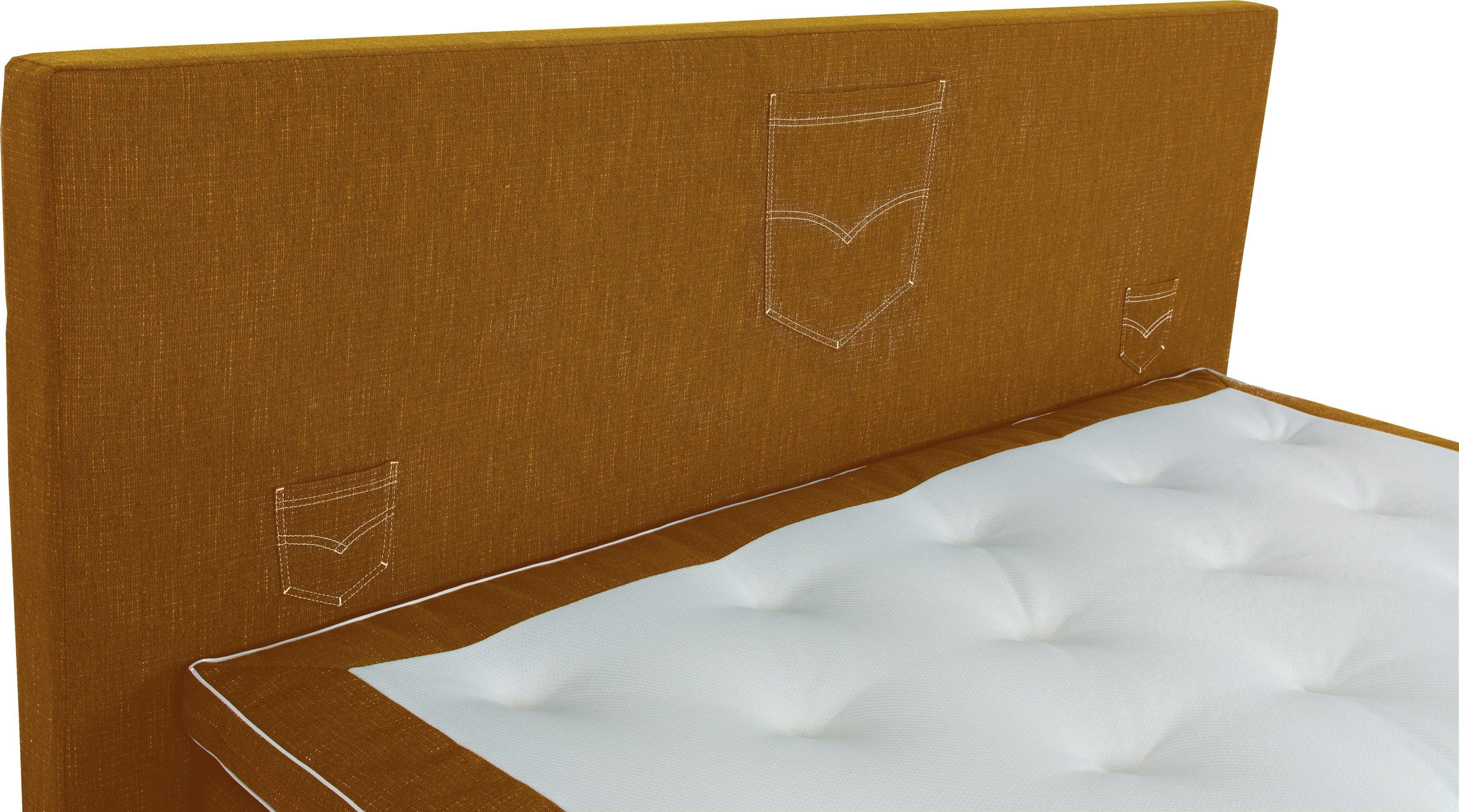 INOSIGN Boxspring Zahara incl. topmatras, bijzondere highlight: opgestikte jeanszakken - look
