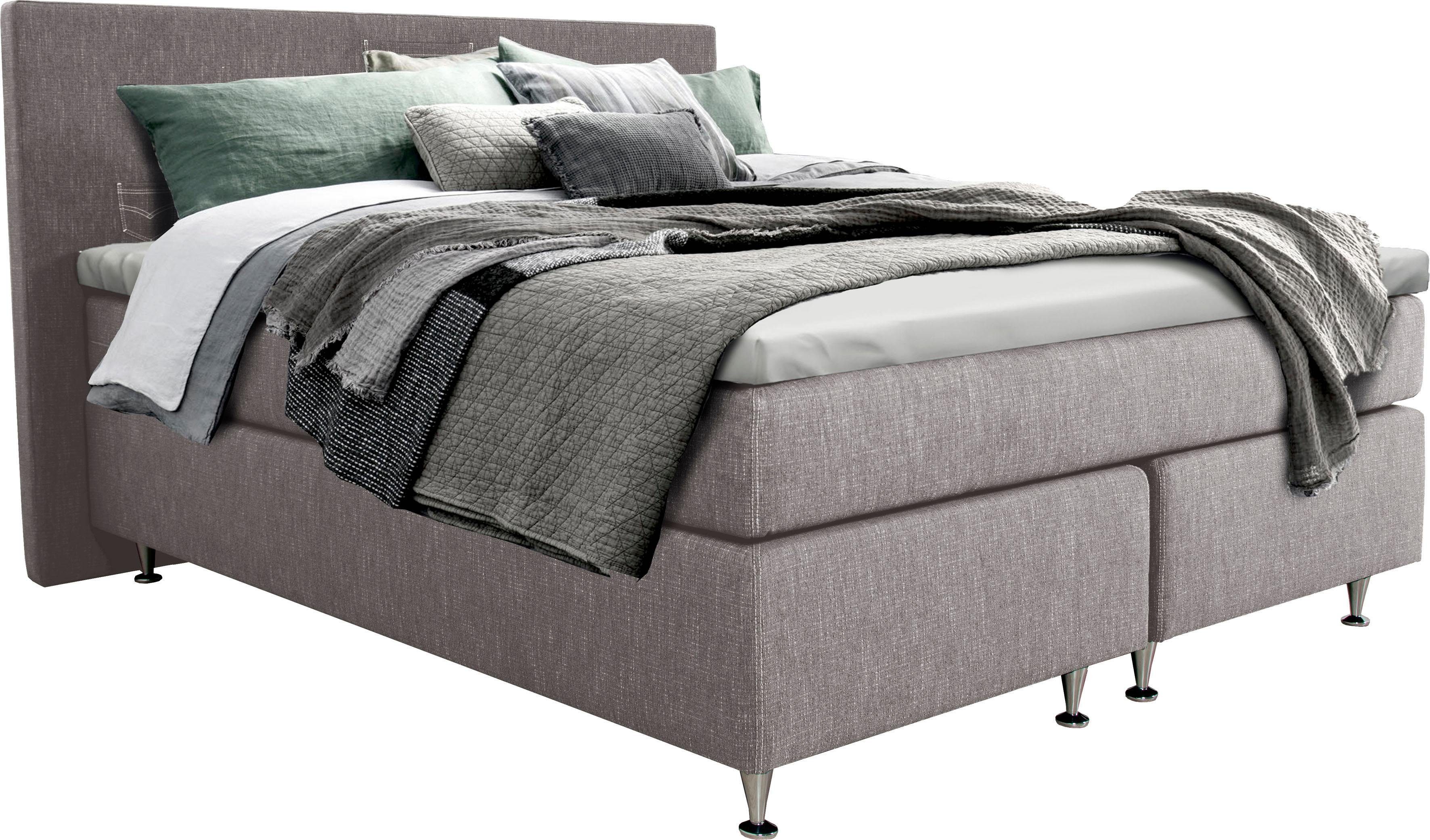 INOSIGN Boxspring Zahara incl. topmatras, bijzondere highlight: opgestikte jeanszakken - look