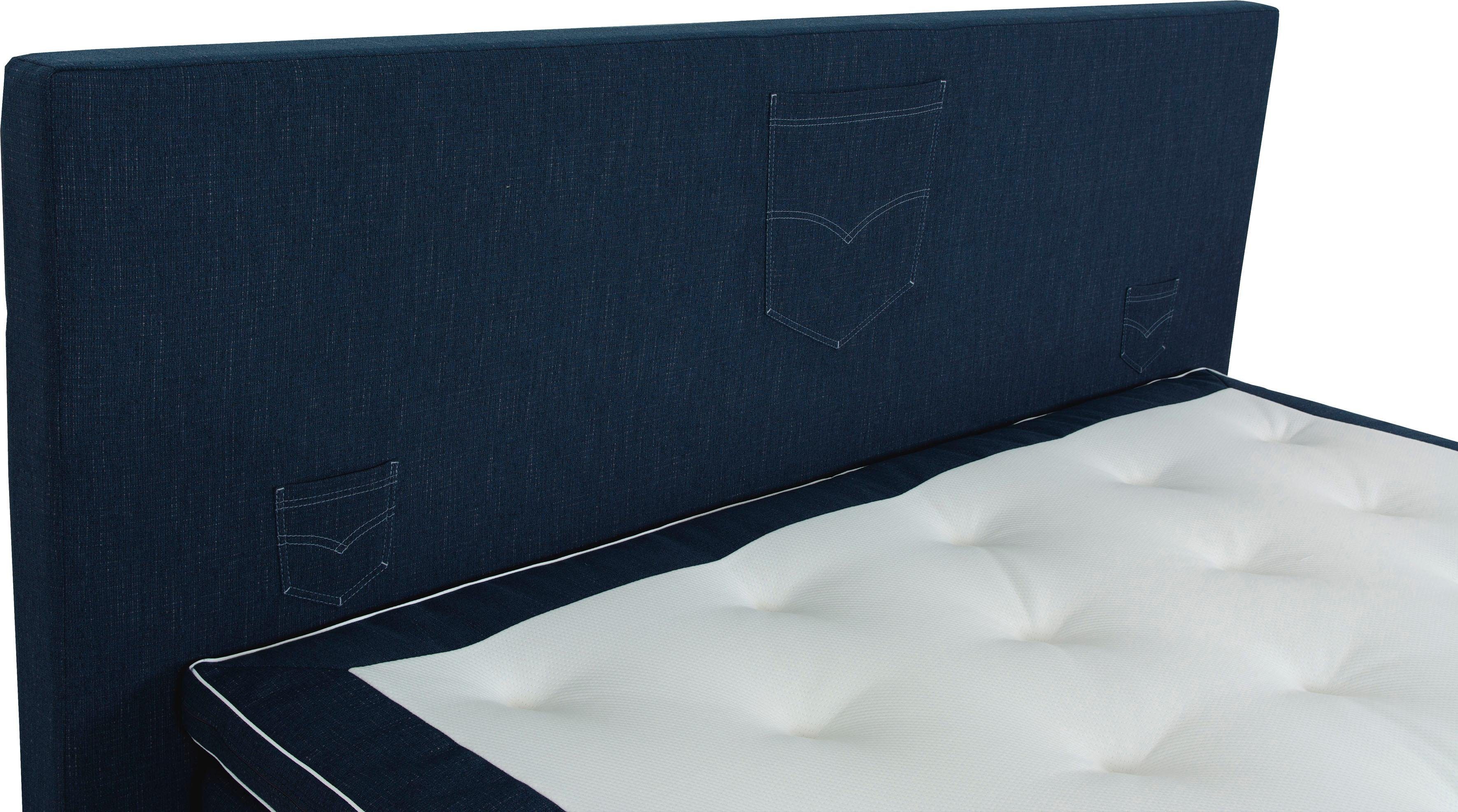 INOSIGN Boxspring Zahara incl. topmatras, bijzondere highlight: opgestikte jeanszakken - look