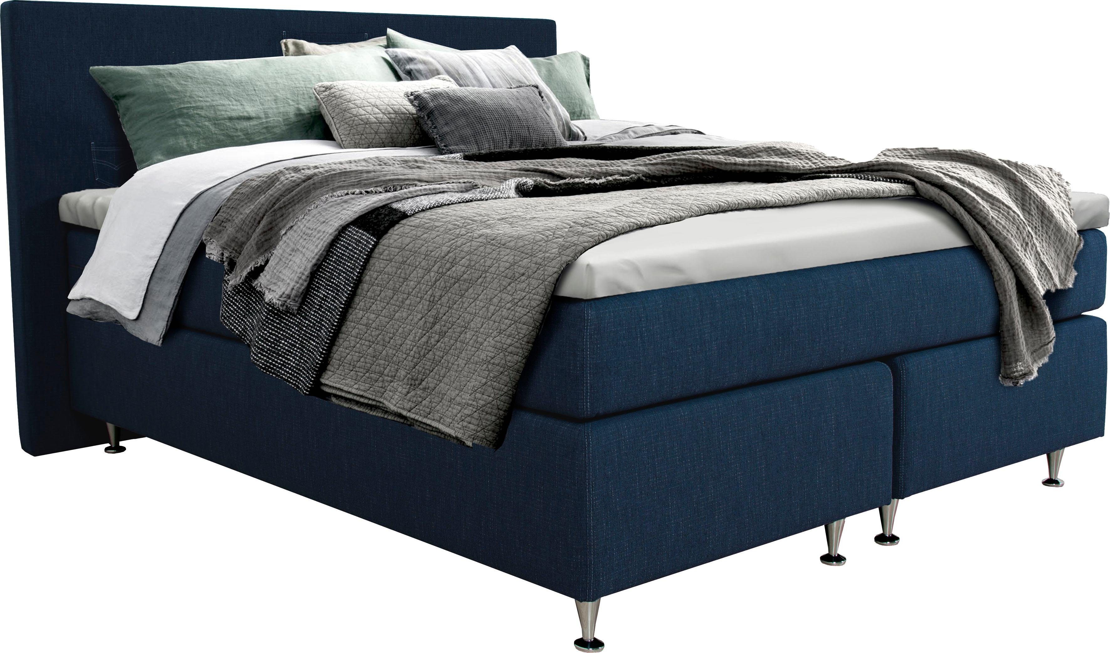 INOSIGN Boxspring Zahara incl. topmatras, bijzondere highlight: opgestikte jeanszakken - look