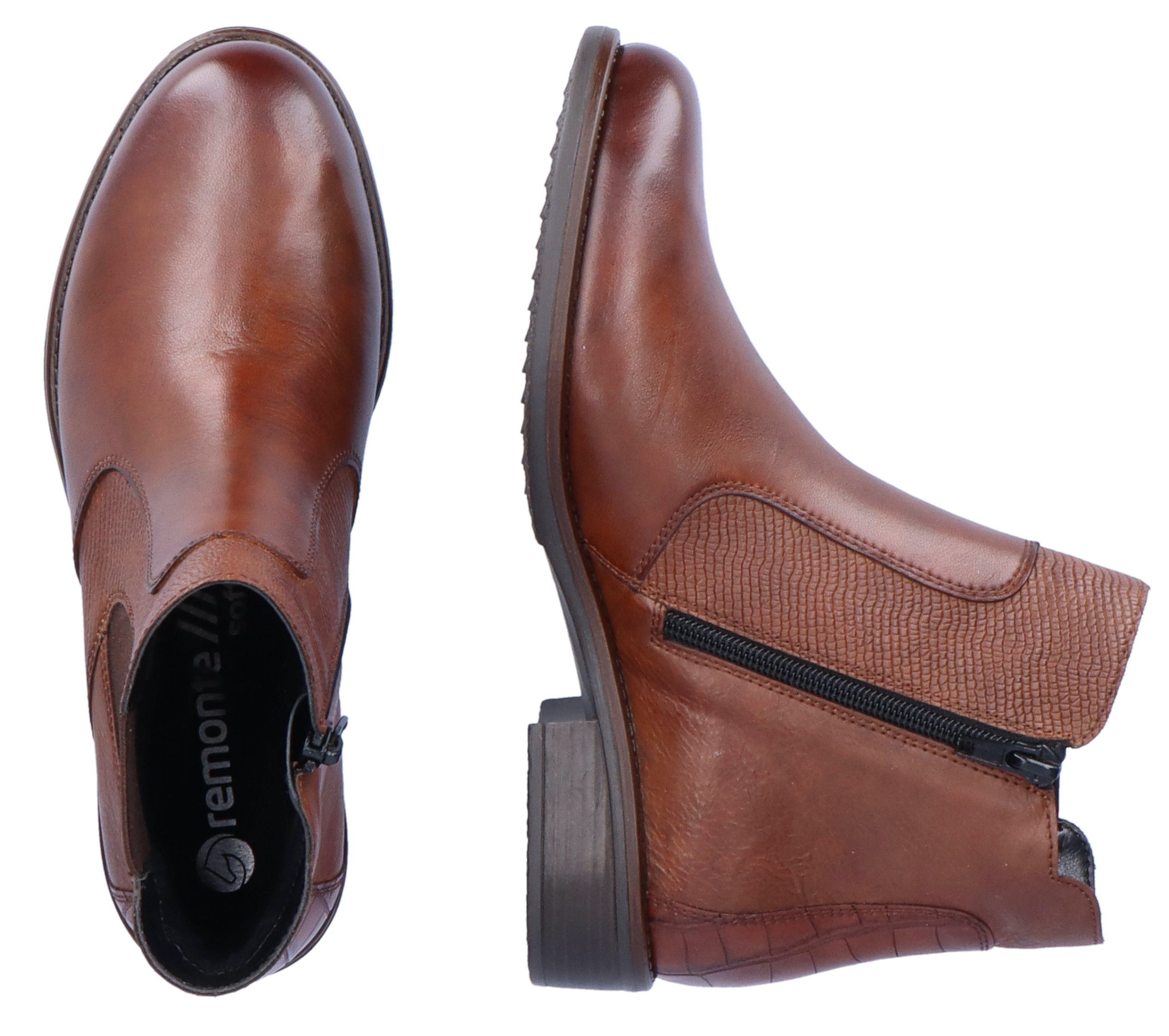 Remonte Chelsea-boots blokhak, laarsjes, business schoen, accenten in reptiel-look