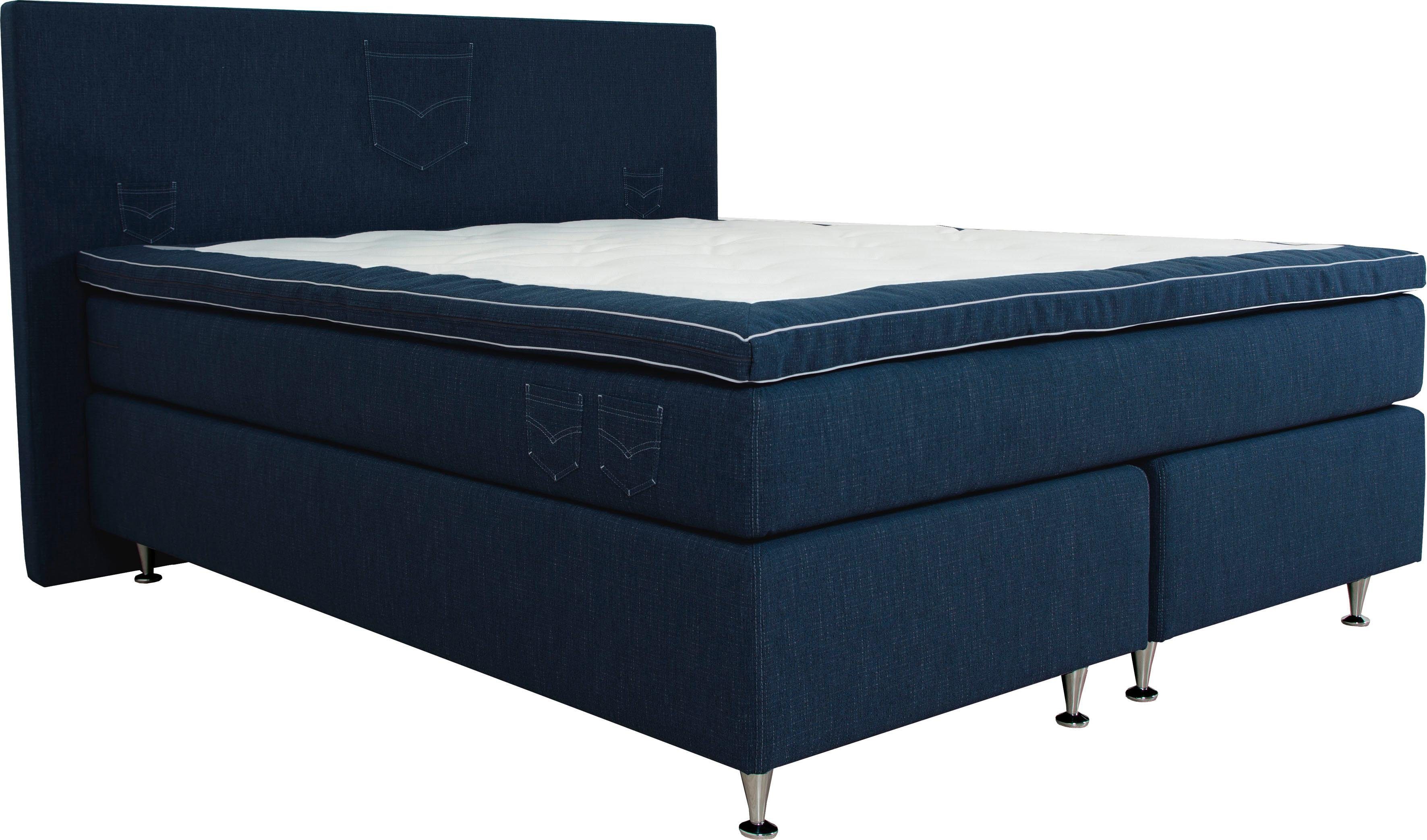INOSIGN Boxspring Zahara incl. topmatras, bijzondere highlight: opgestikte jeanszakken - look