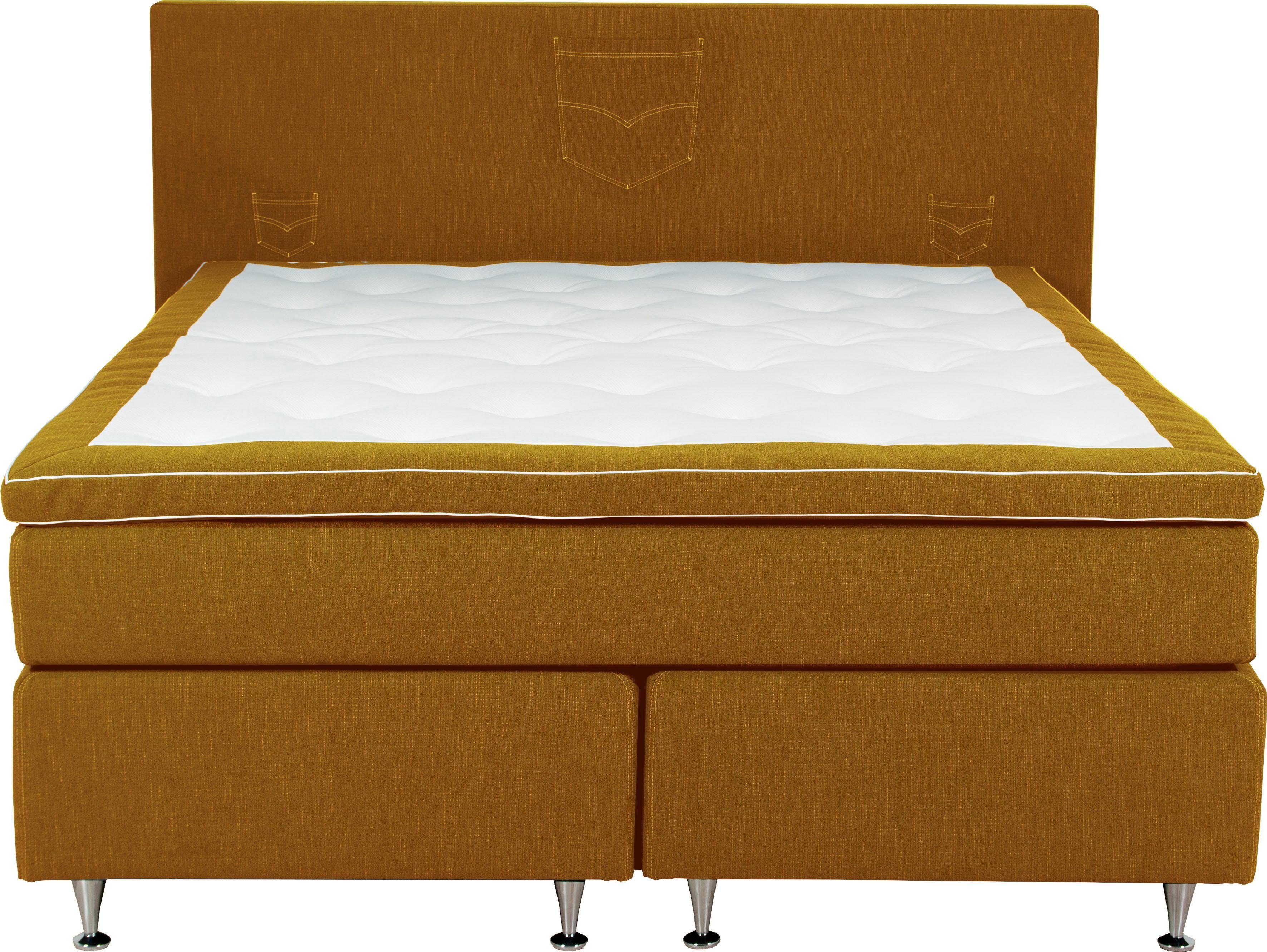 INOSIGN Boxspring Zahara incl. topmatras, bijzondere highlight: opgestikte jeanszakken - look