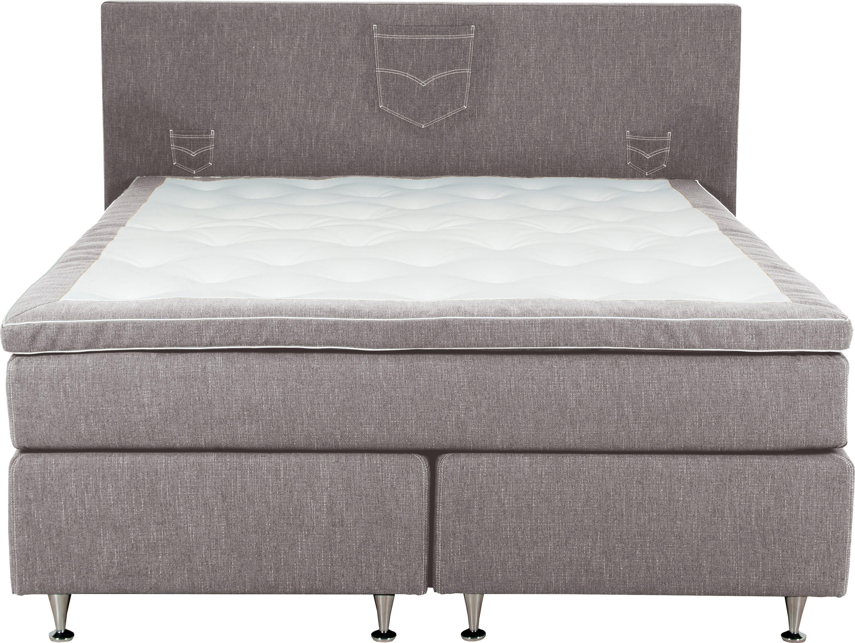 INOSIGN Boxspring Zahara incl. topmatras, bijzondere highlight: opgestikte jeanszakken - look