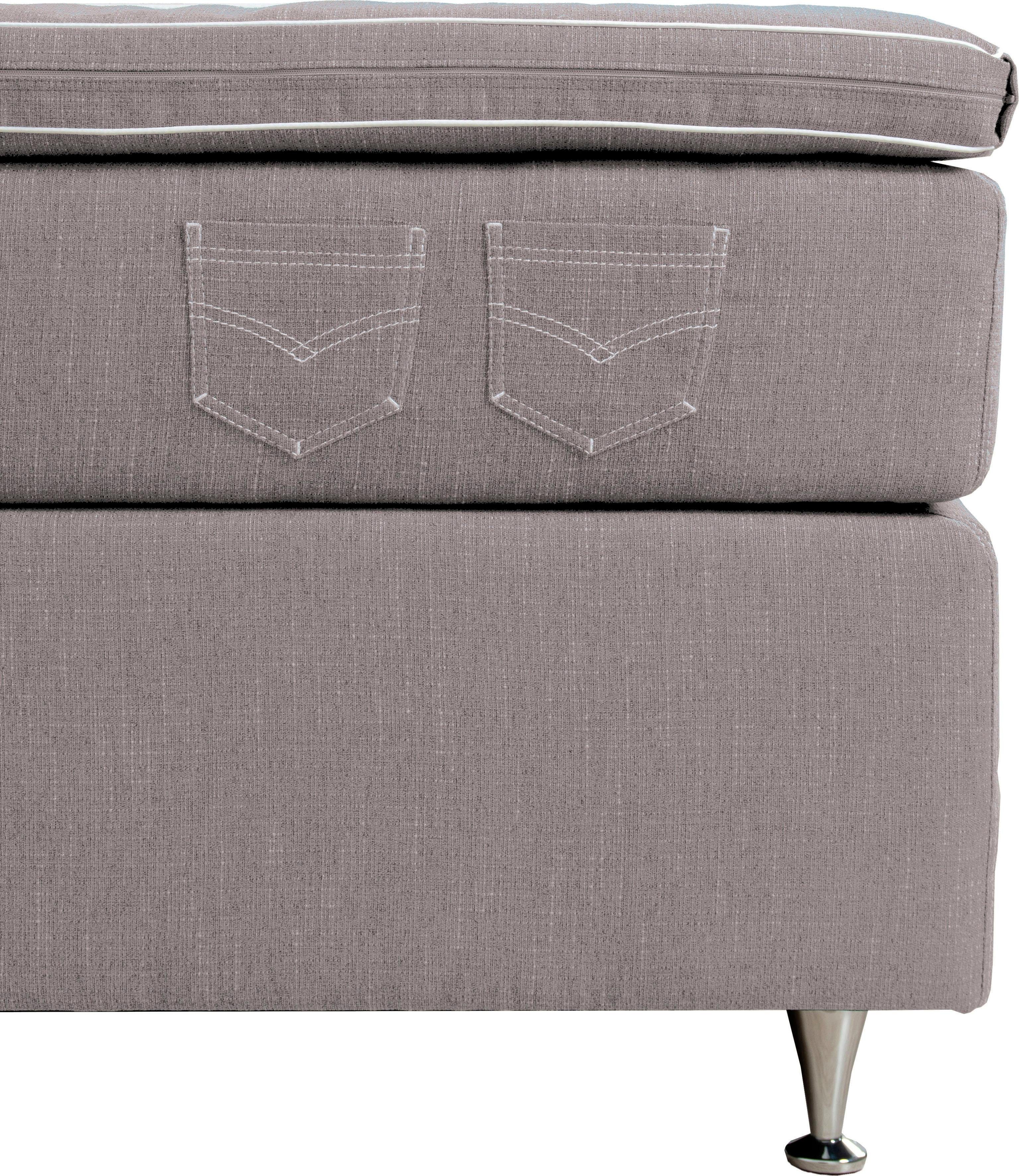 INOSIGN Boxspring Zahara incl. topmatras, bijzondere highlight: opgestikte jeanszakken - look