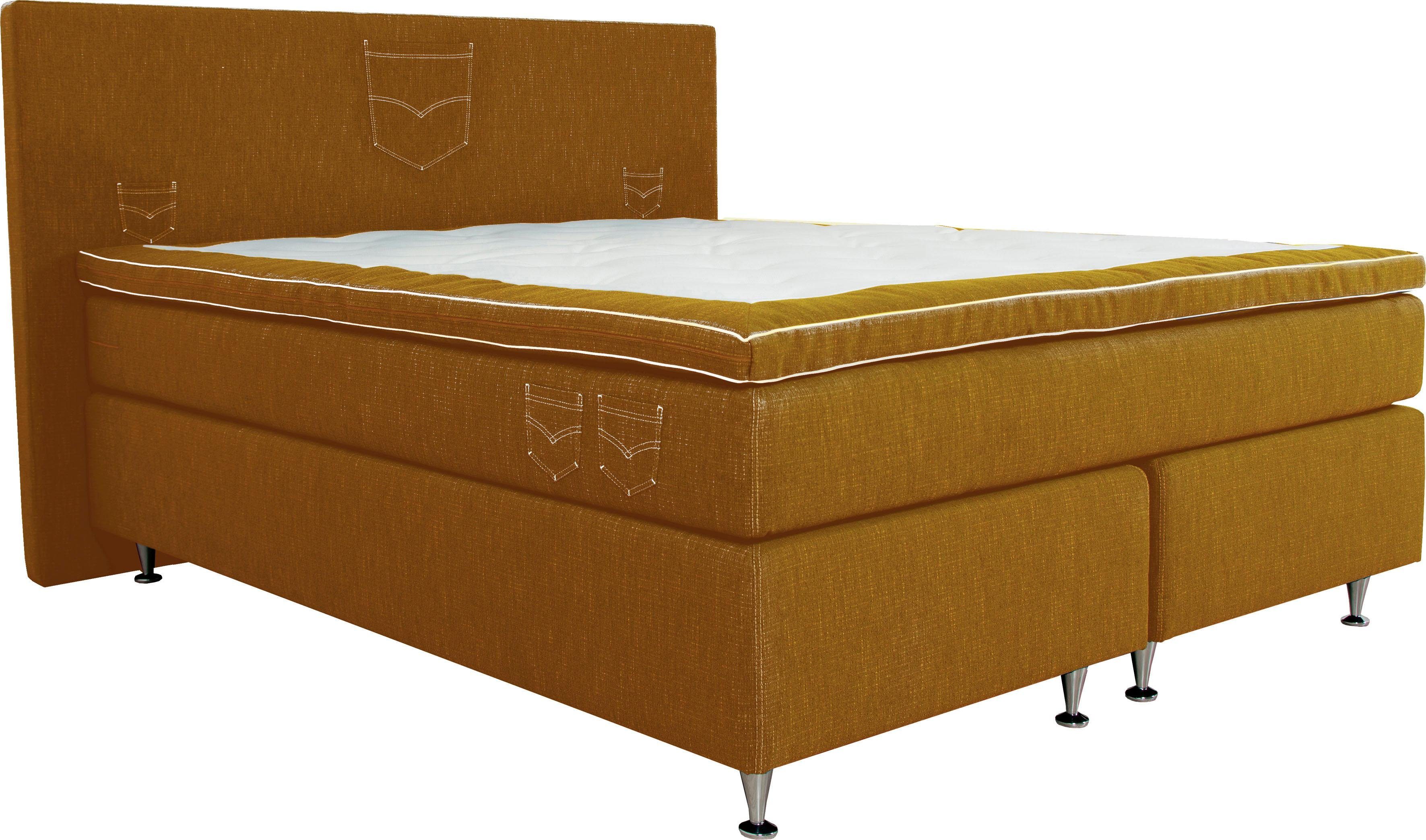 INOSIGN Boxspring Zahara incl. topmatras, bijzondere highlight: opgestikte jeanszakken - look