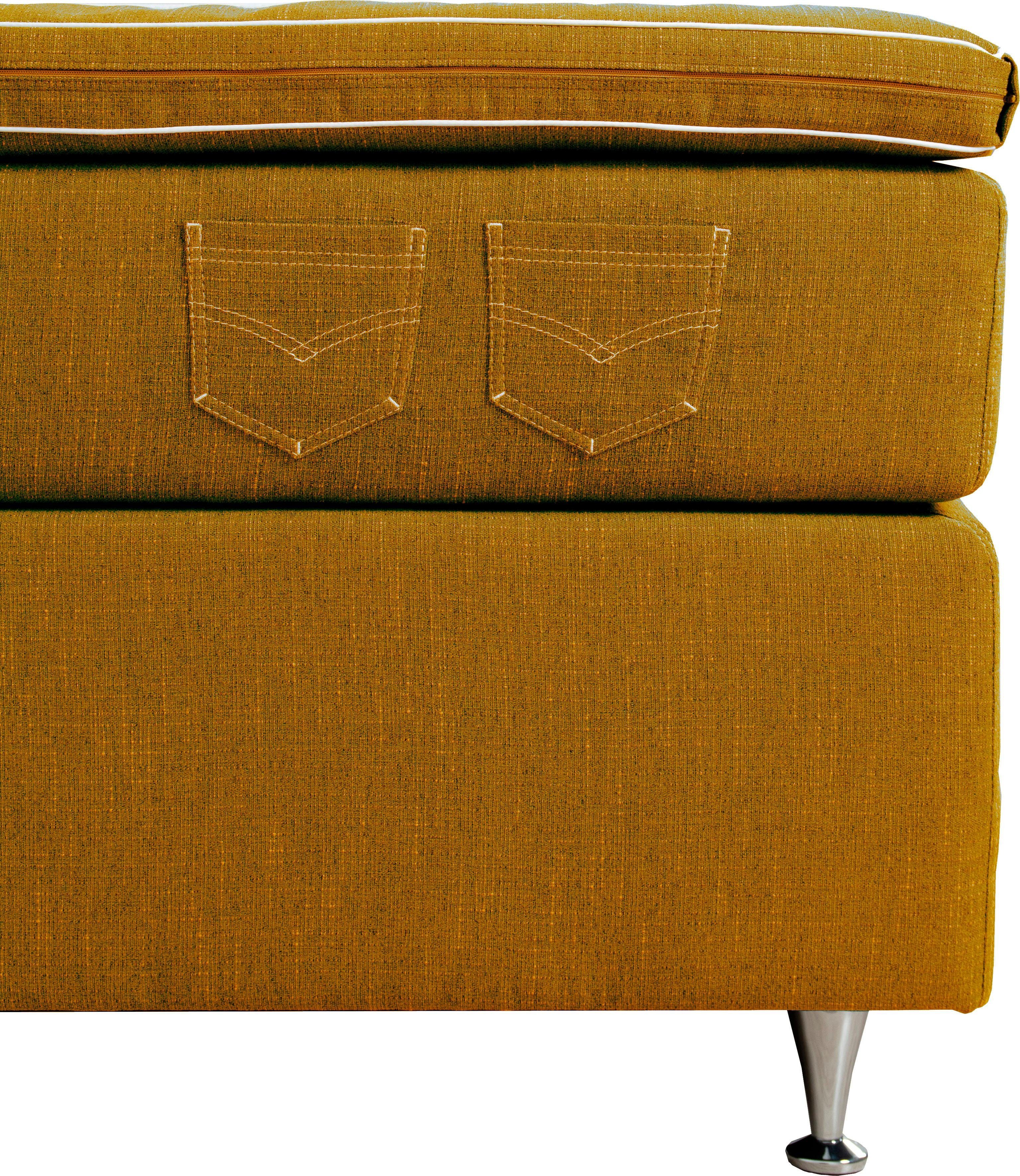 INOSIGN Boxspring Zahara incl. topmatras, bijzondere highlight: opgestikte jeanszakken - look