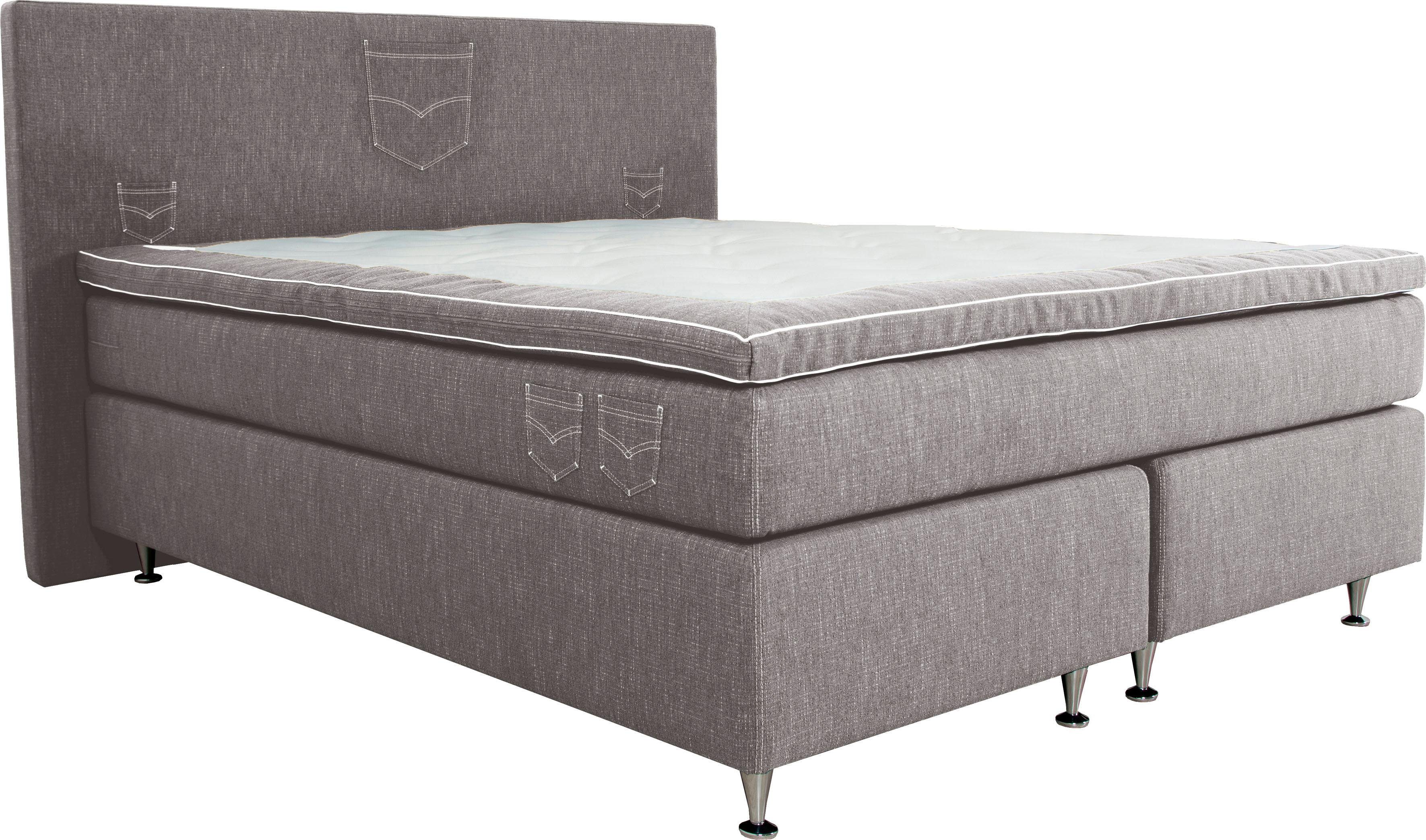 INOSIGN Boxspring Zahara incl. topmatras, bijzondere highlight: opgestikte jeanszakken - look