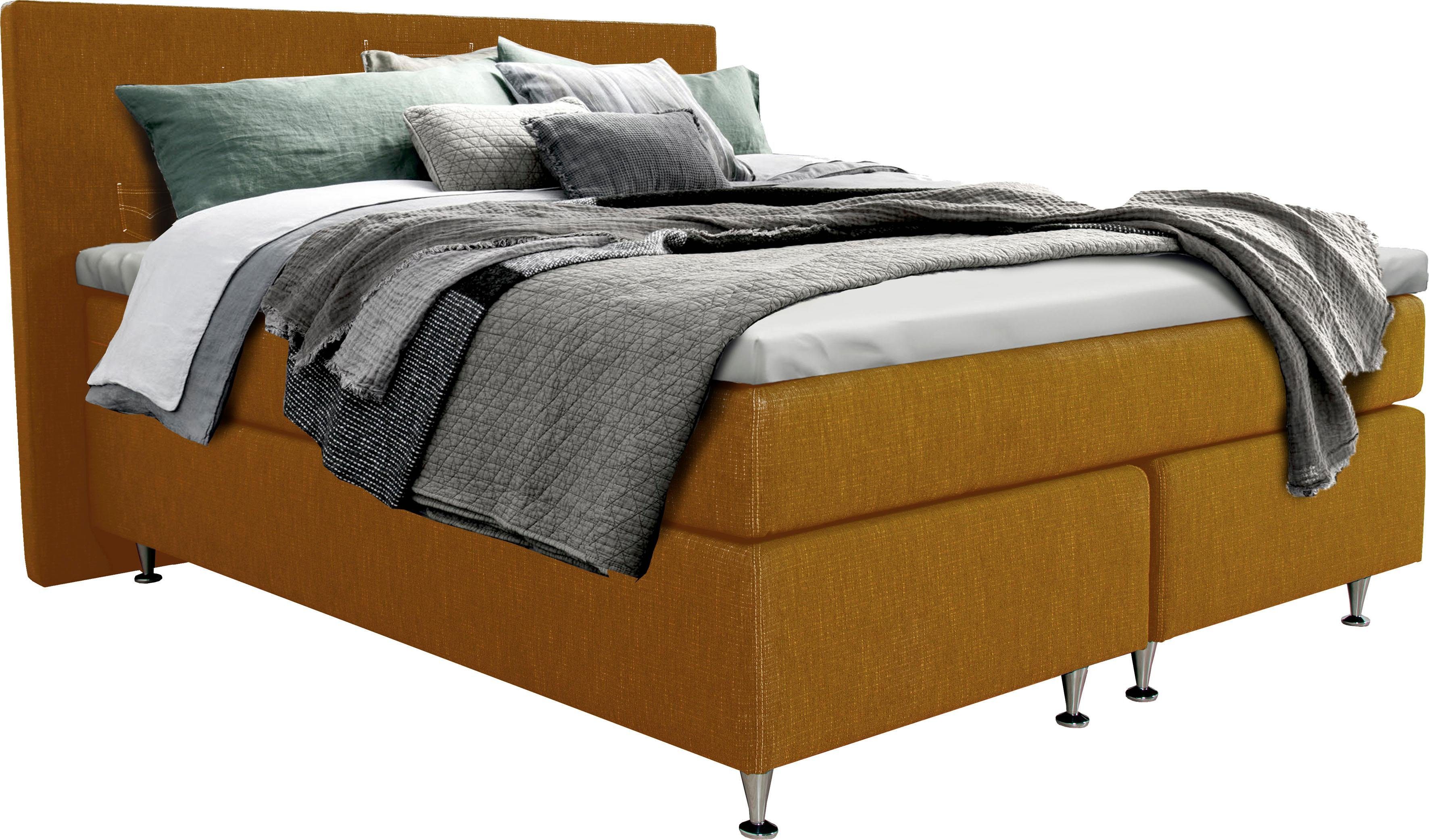 INOSIGN Boxspring Zahara incl. topmatras, bijzondere highlight: opgestikte jeanszakken - look