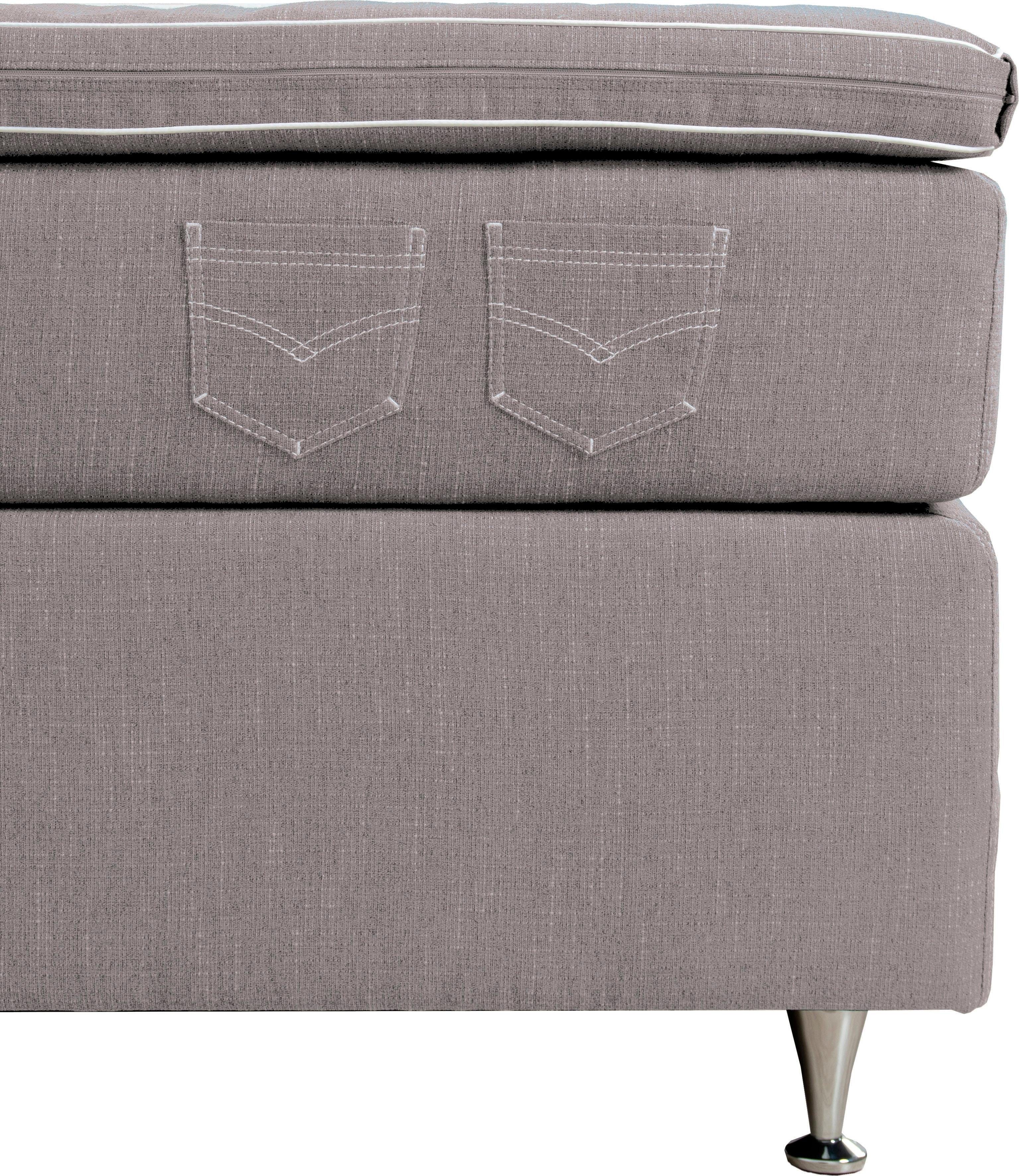 INOSIGN Boxspring Zahara incl. topmatras, bijzondere highlight: opgestikte jeanszakken - look