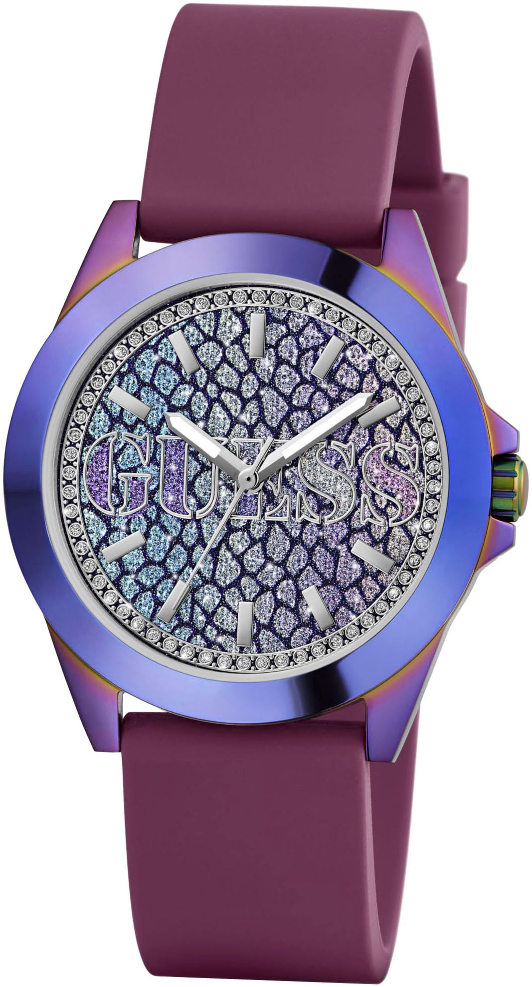 Guess Kwartshorloge MENAGERIE Horloge, dameshorloge, siliconen band, mineraalglas, analoog