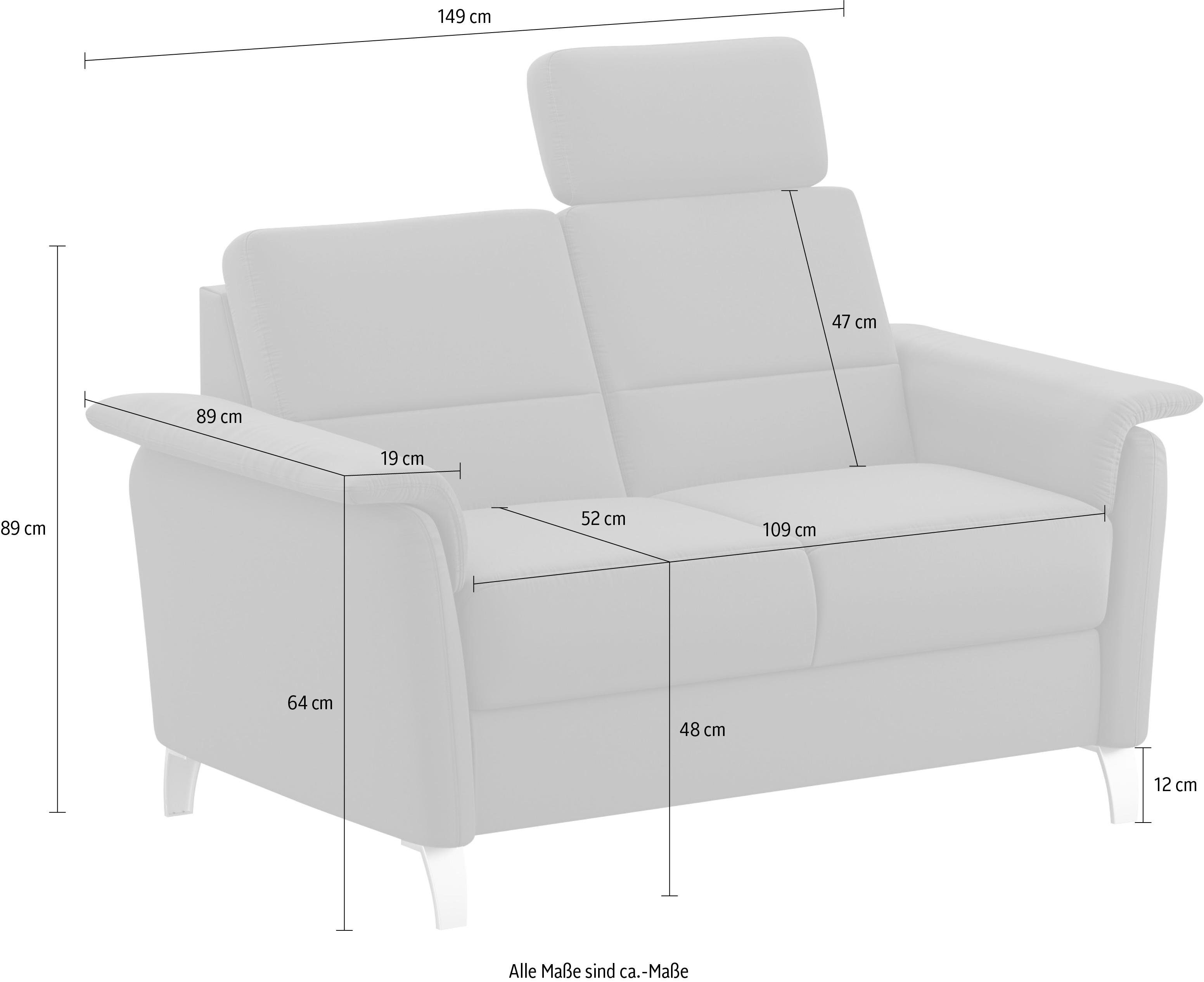 sit&more 2-zitsbank Palmera Binnenveringsinterieur, stekkersysteem voor 2 hoofdsteunen (optioneel)