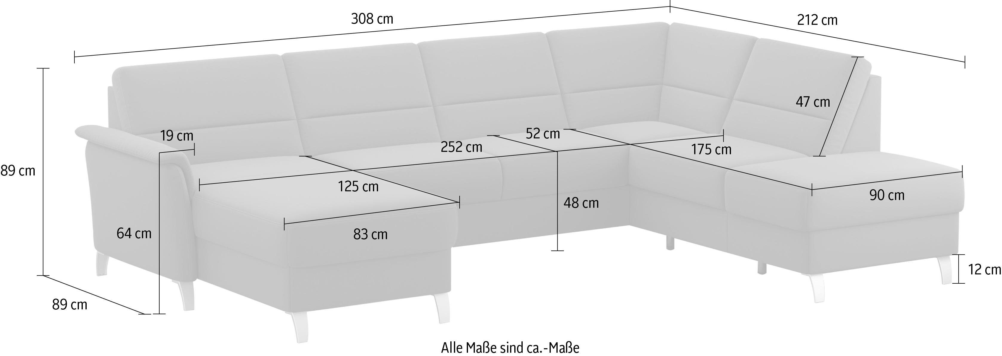 sit&more Zithoek Palmera U-vorm Binnenvering, naar keuze met slaapfunctie en met/zonder bergruimte