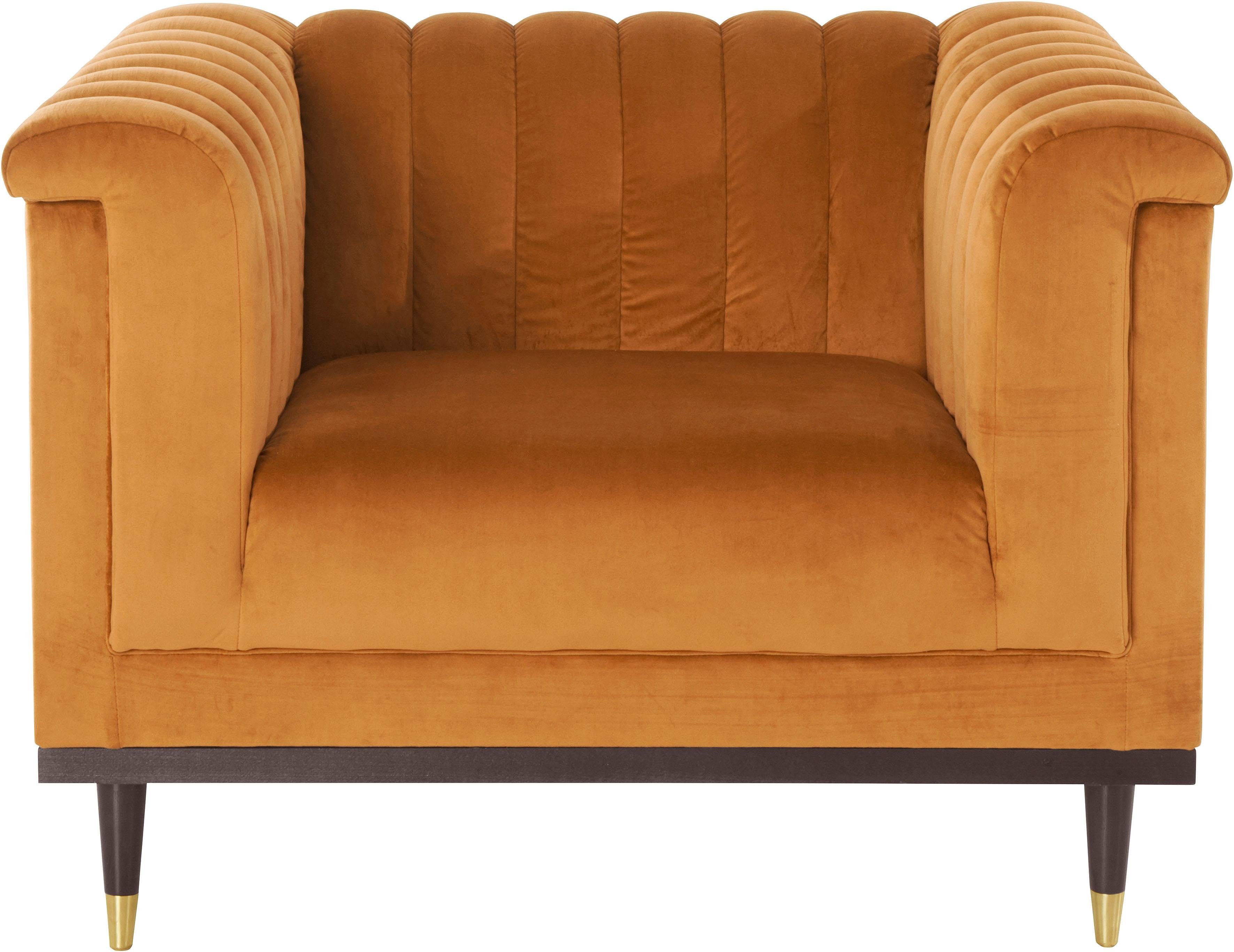 Guido Maria Kretschmer Home&Living Fauteuil Chamby met houten rand onder en stiksels bij de leuning