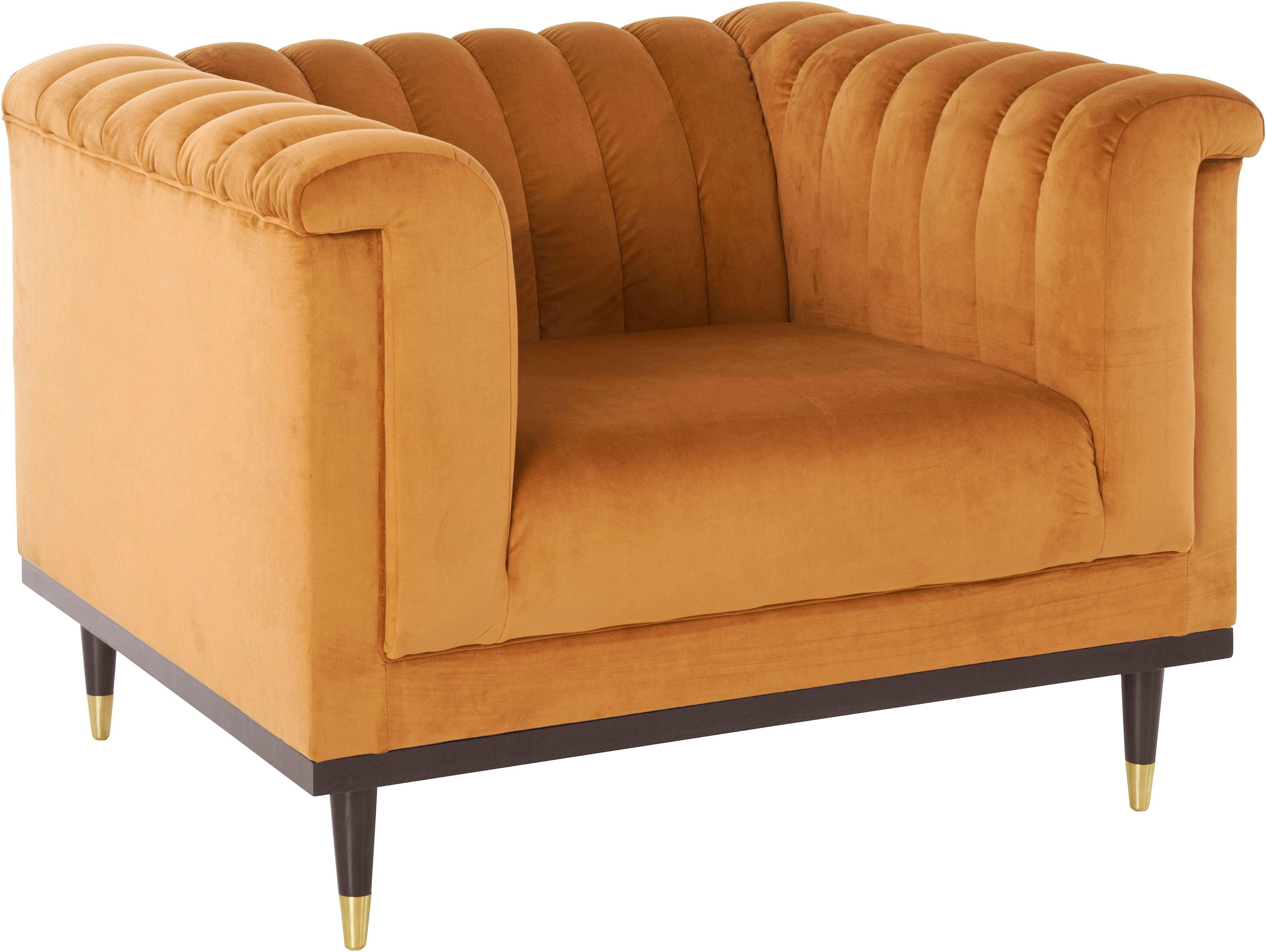 Guido Maria Kretschmer Home&Living Fauteuil Chamby met houten rand onder en stiksels bij de leuning
