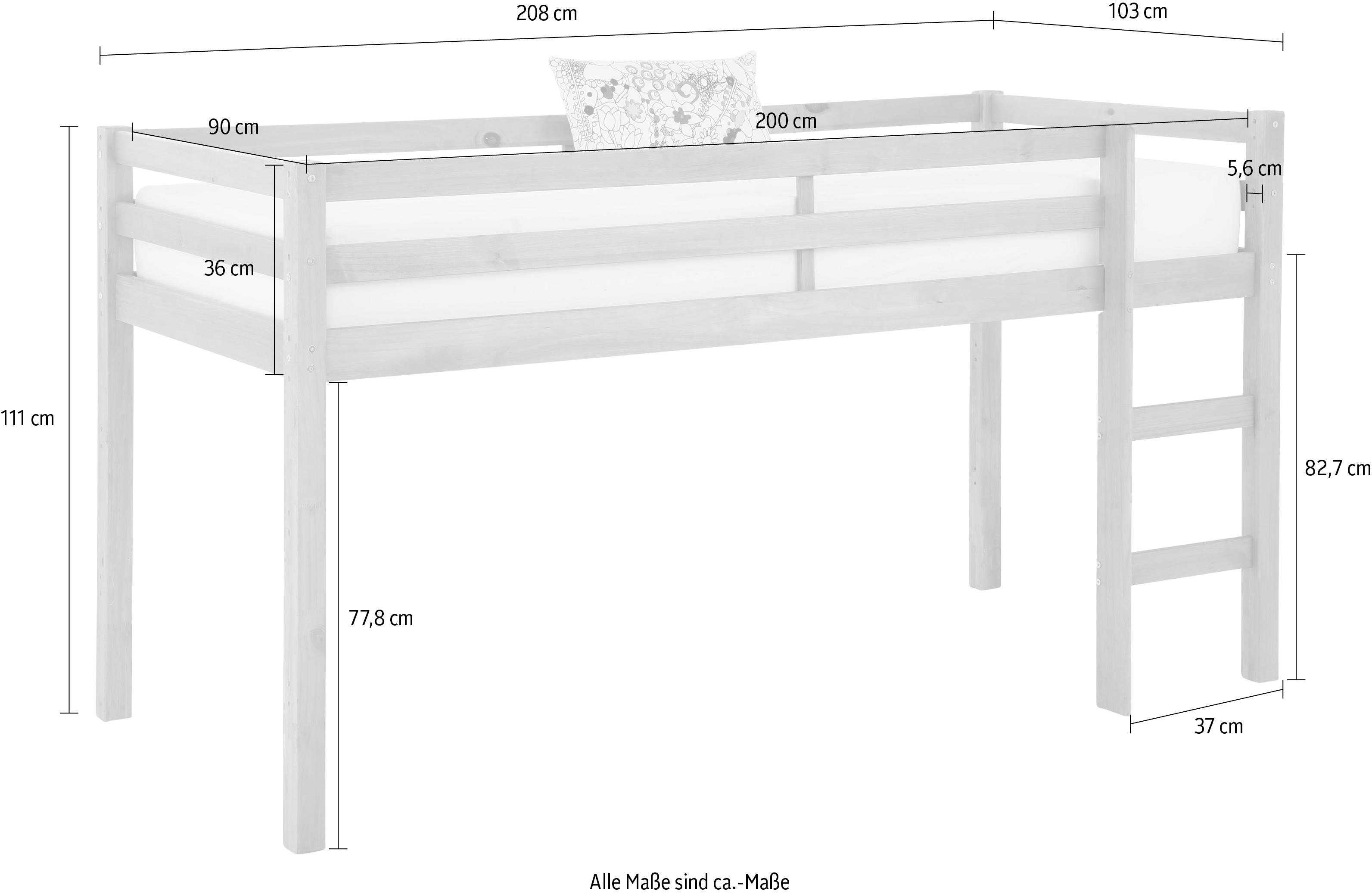 Lüttenhütt Hoogslaper Alpi van mooi massief grenenhout, breedte buitenkant 103 cm