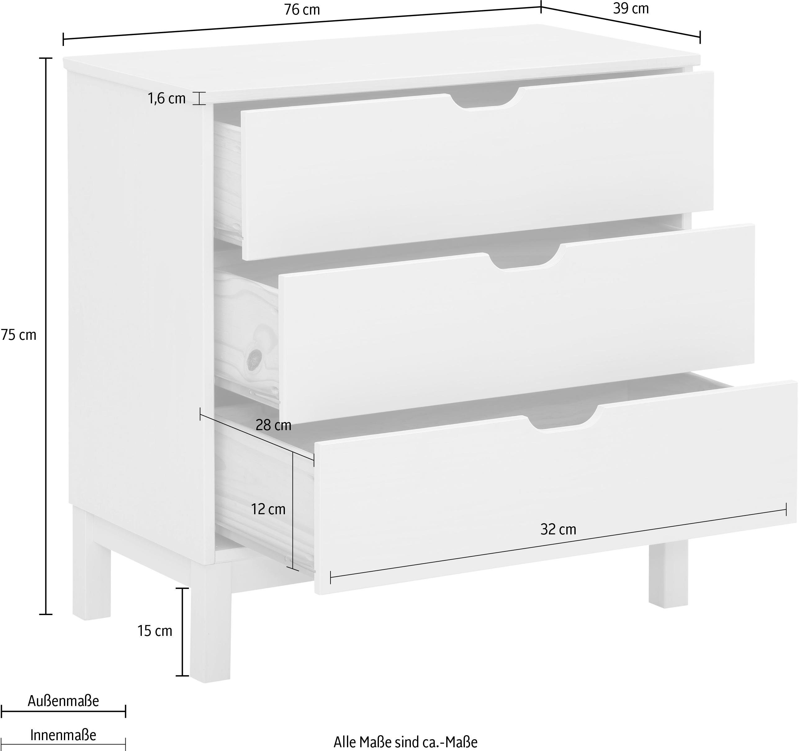 Home affaire Kast Post van massief grenenhout, met opbergmogelijkheden, breedte 76 cm