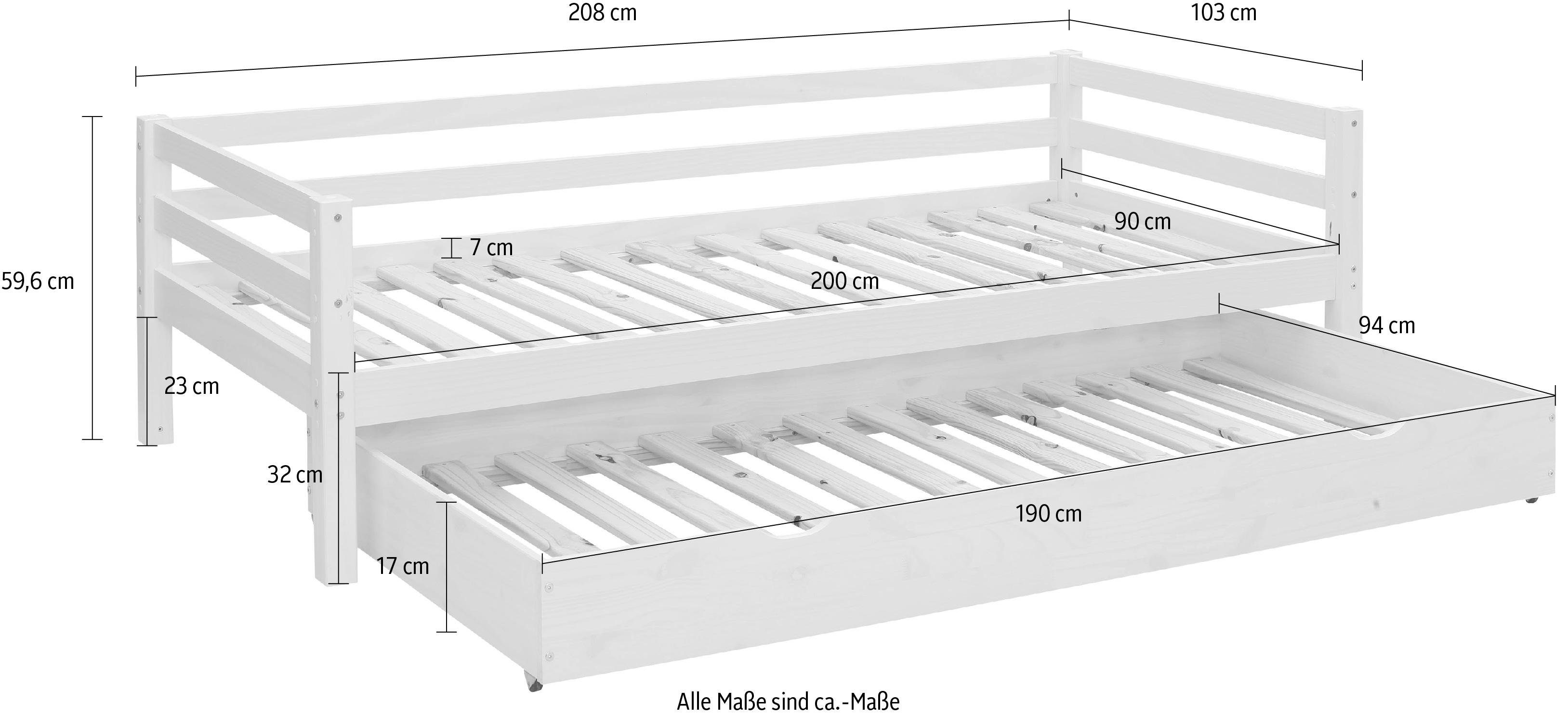 Lüttenhütt Slaapbank Alpi met lade van grenenhout, totale breedte 103 cm, kinderbed (1 stuk)