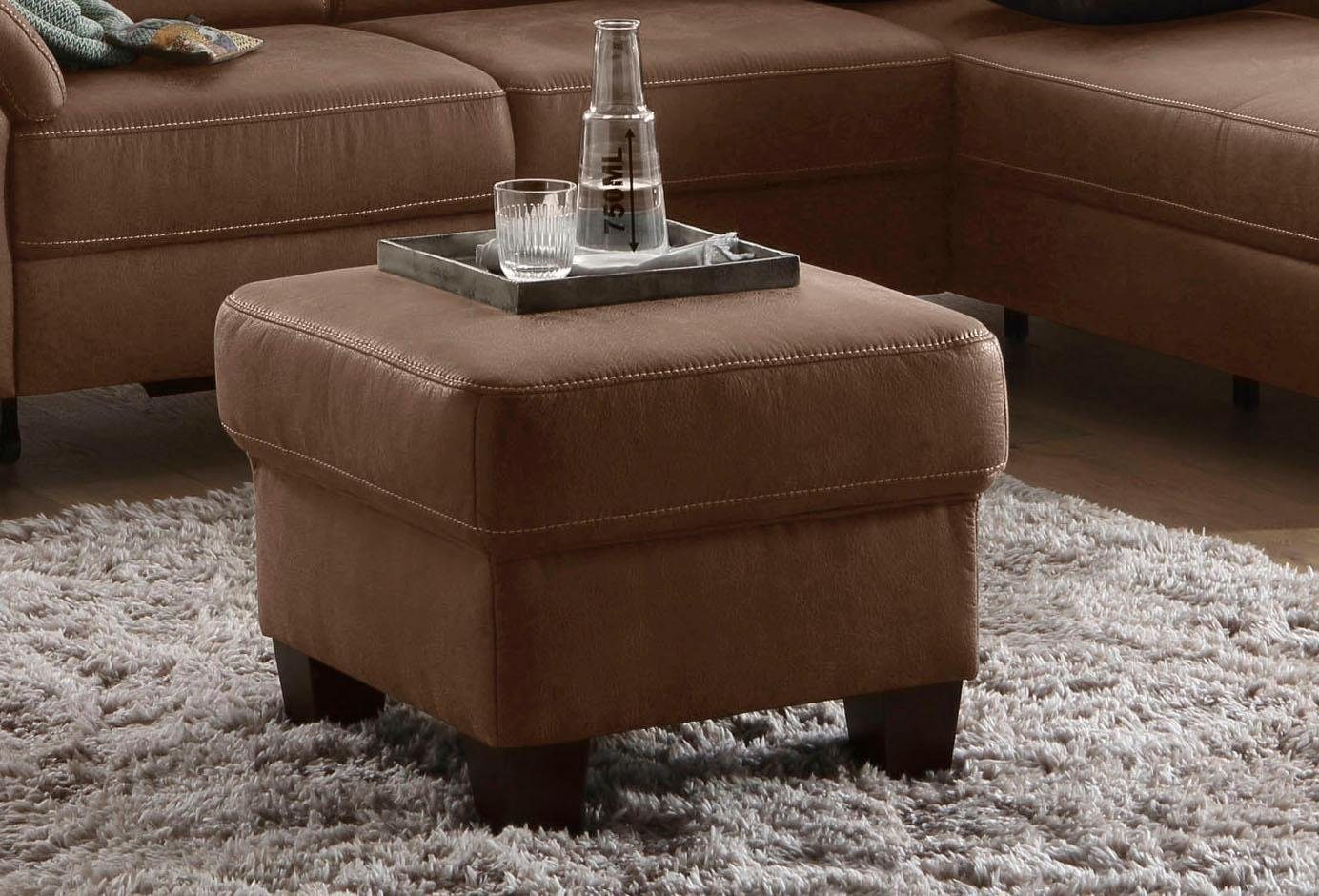 Home affaire Hocker Arngast geschikt voor de arngast serie hockers maat Luxe-microvezel leer-look bruin