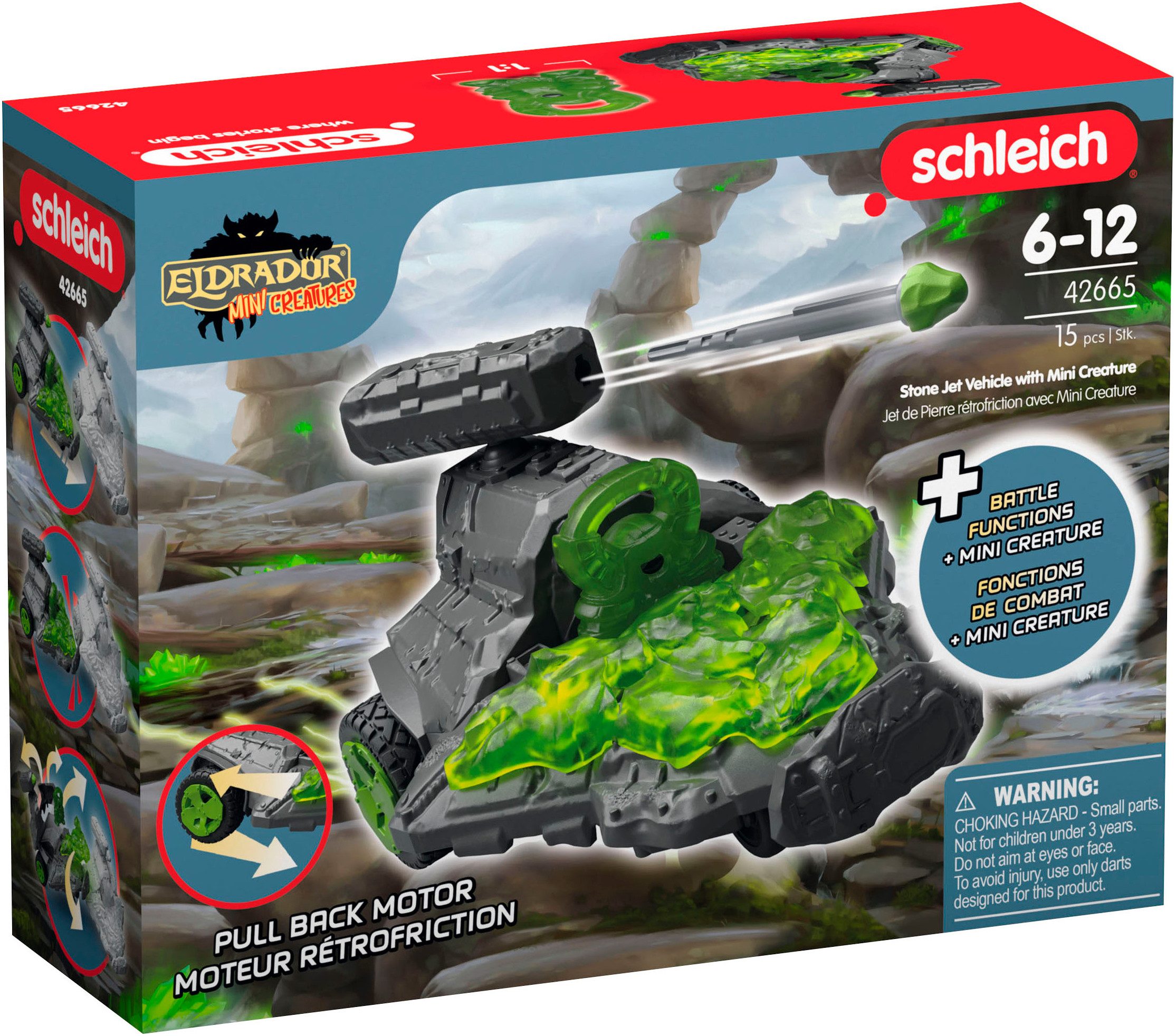 Schleich® Speelgoedauto ELDRADOR® CREATURES, steen straalmotor voertuig met mini creature (42665)