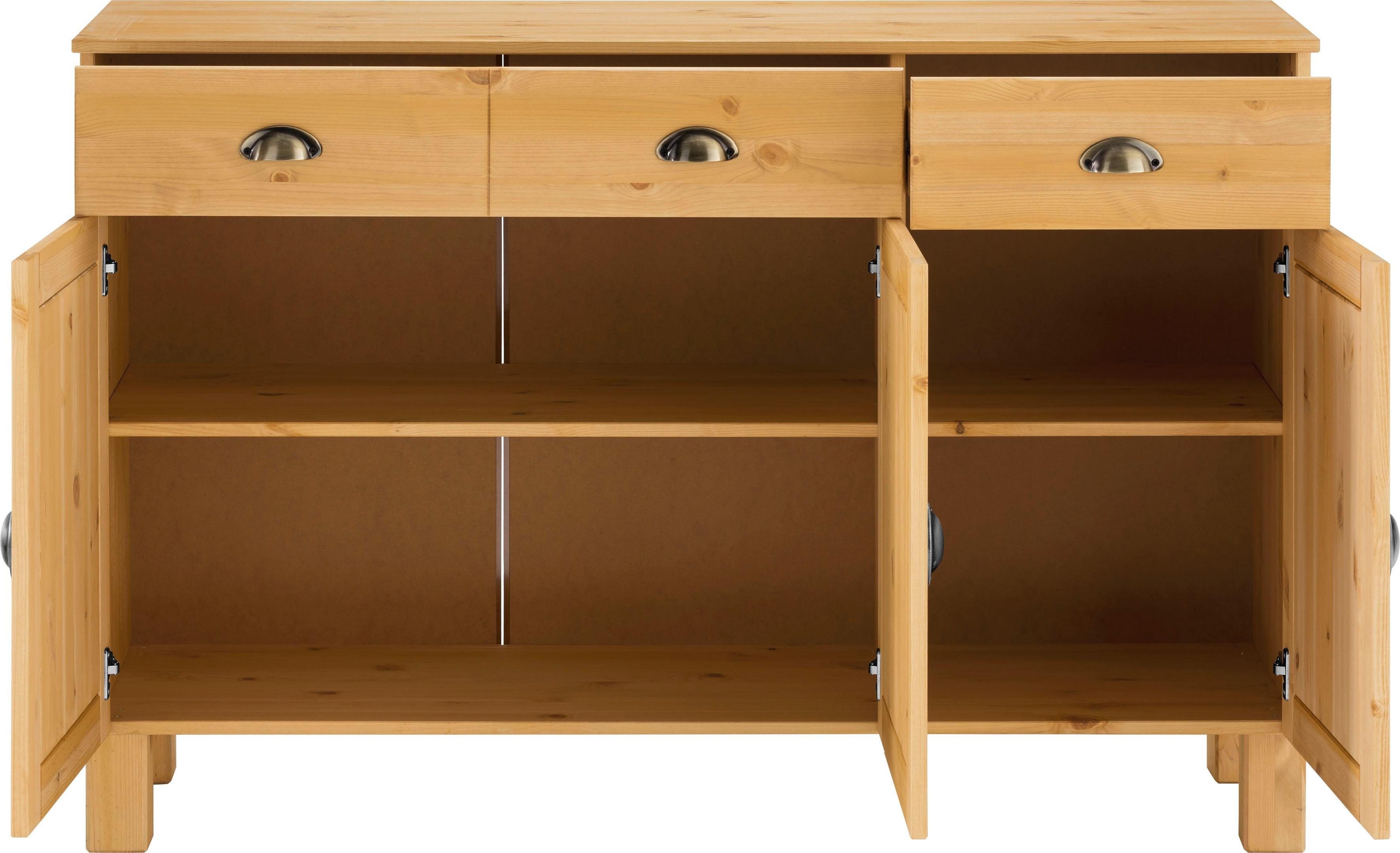 Home affaire Onderkast Oslo 125 cm breed, 38 cm diep, als dressoir, 3 deuren, 2 laden